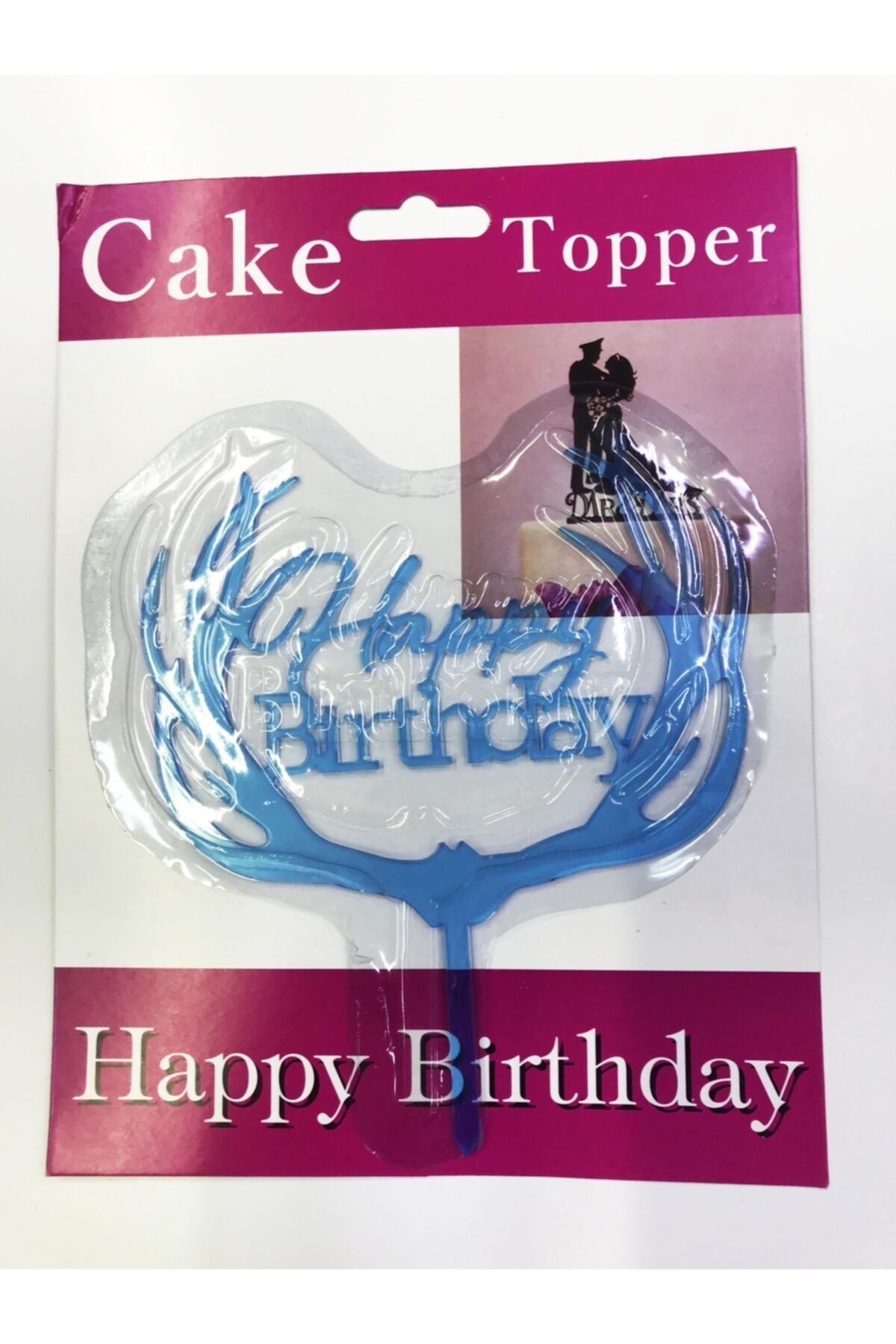 Noname Happy Birthday Yazılı Dallı Pasta Kek Çubuğu Mavi Renk
