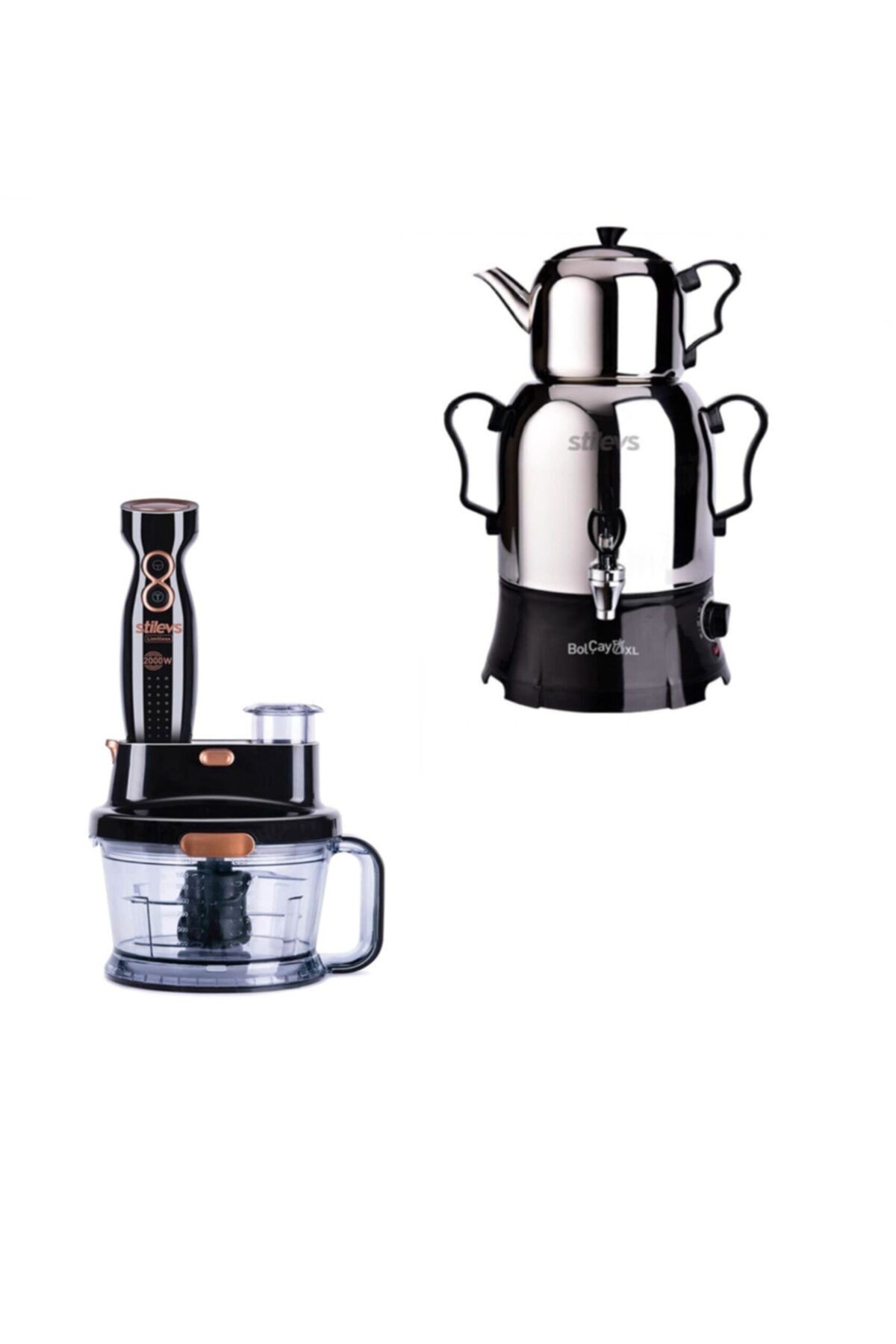 Stilevs 90 Bardak Lux Çay Semaveri- 2000 W Limittless Blender Seti Siyah