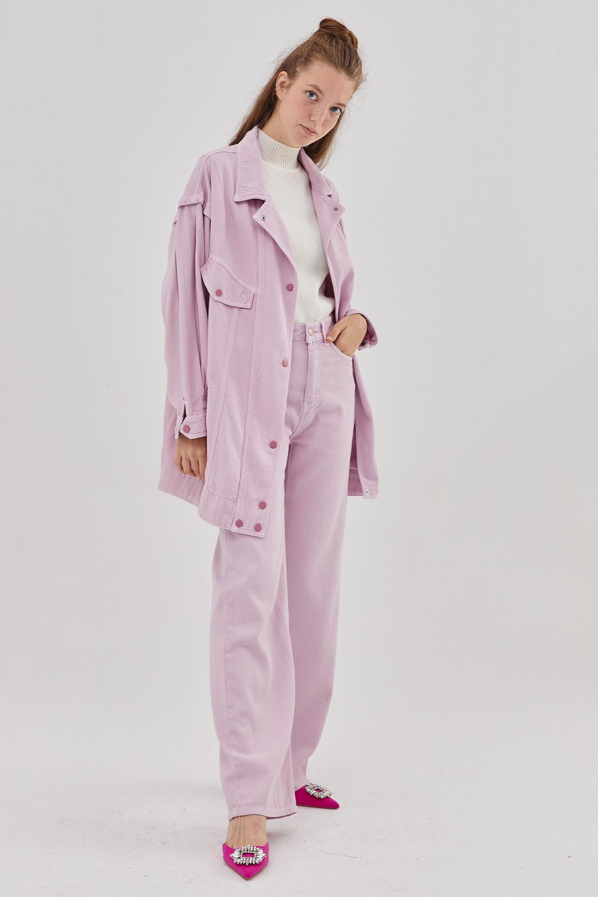 Hooopstore Uzun Paça Jean Pantolon - Pembe