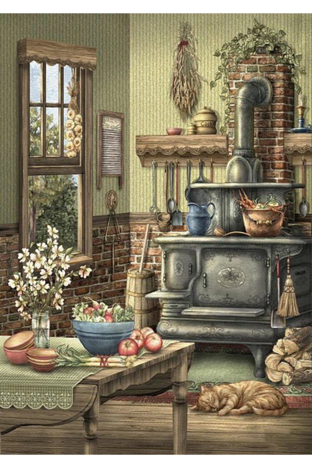 MARCEL SANAT Özel Home Seri Kuzineli Elmas Mozaik Tablo 40x55cm