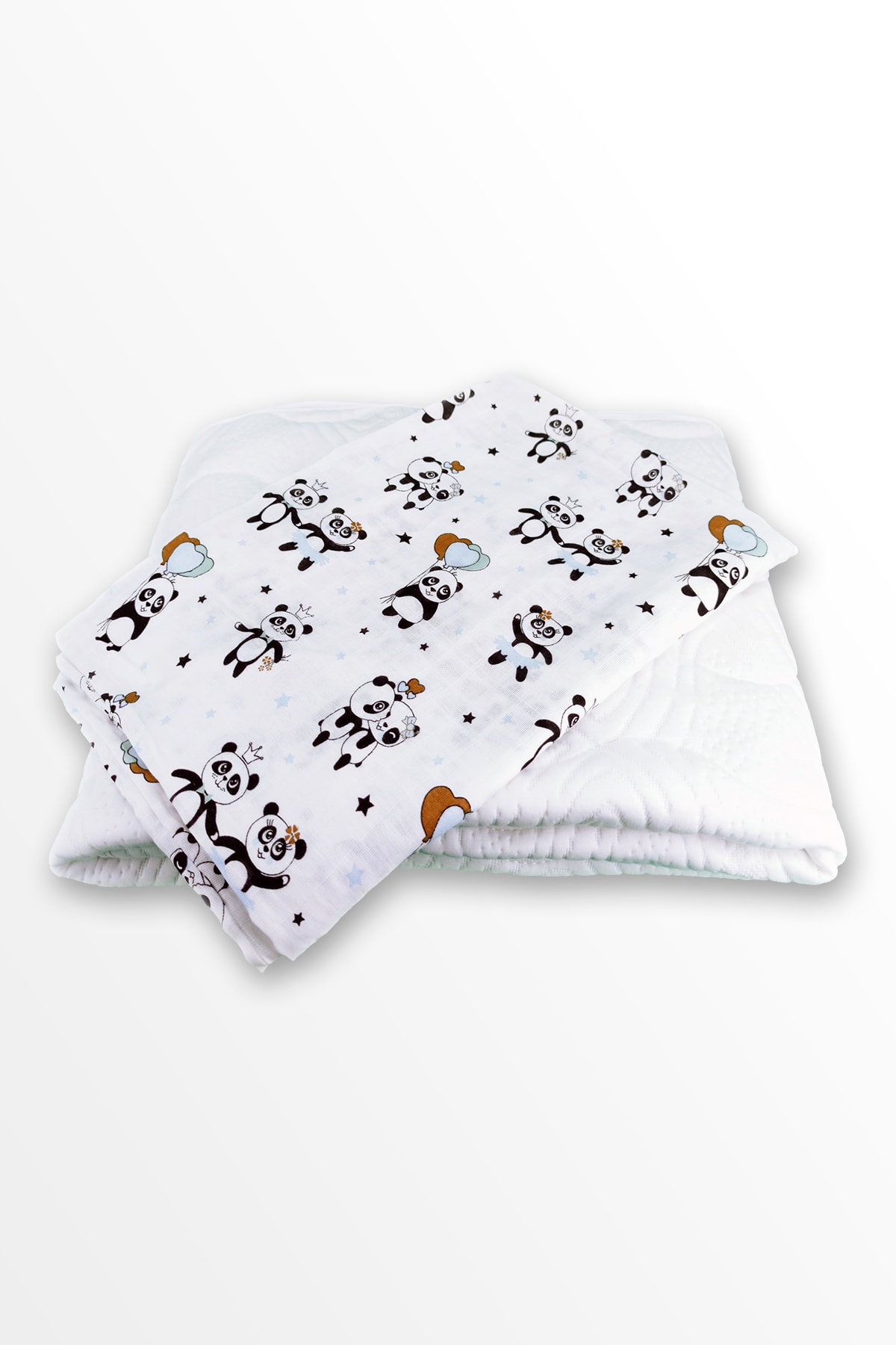 Ponçikya Organik Pamuk Müslin Bebek Yorganı - Mavi Panda