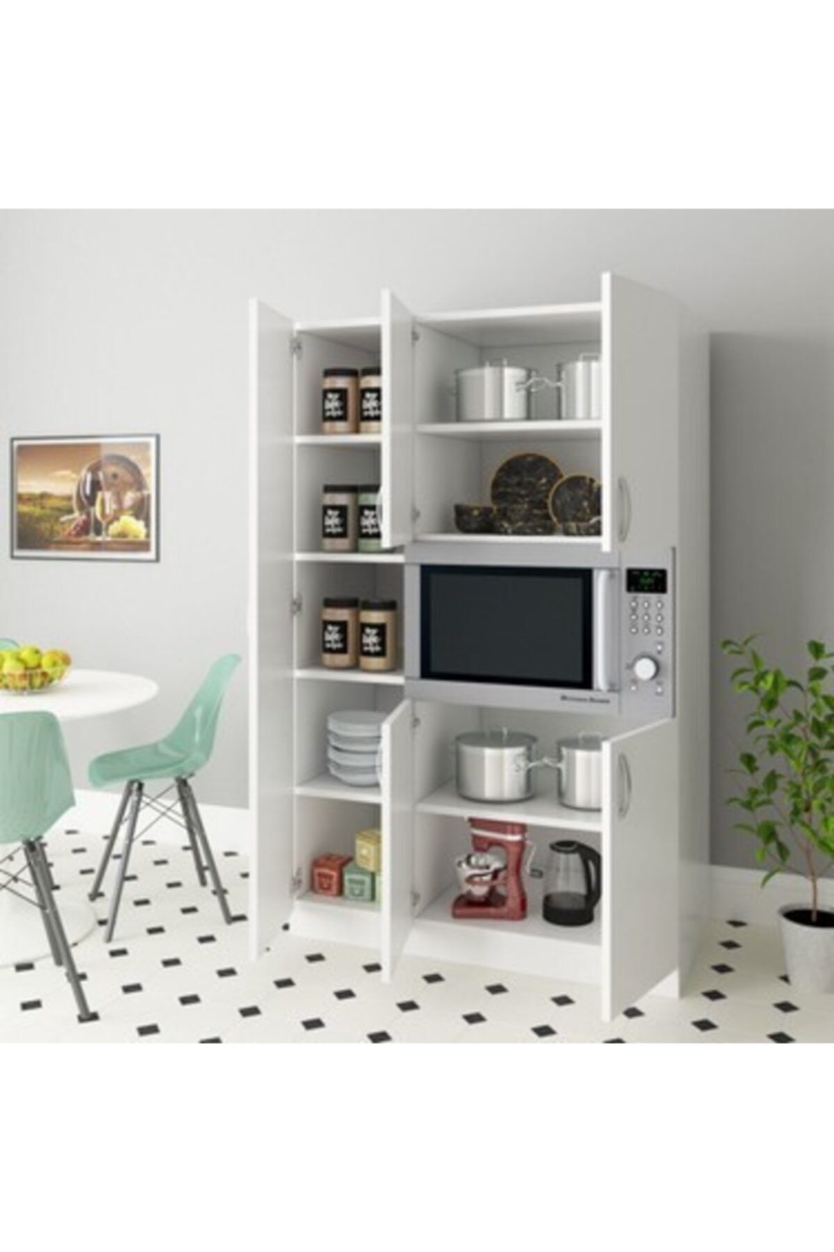 HOME GALLERY Çok Amaçlı Mutfak Dolabı Mikrodalga/mini Fırın Dolabı %100 Mdf