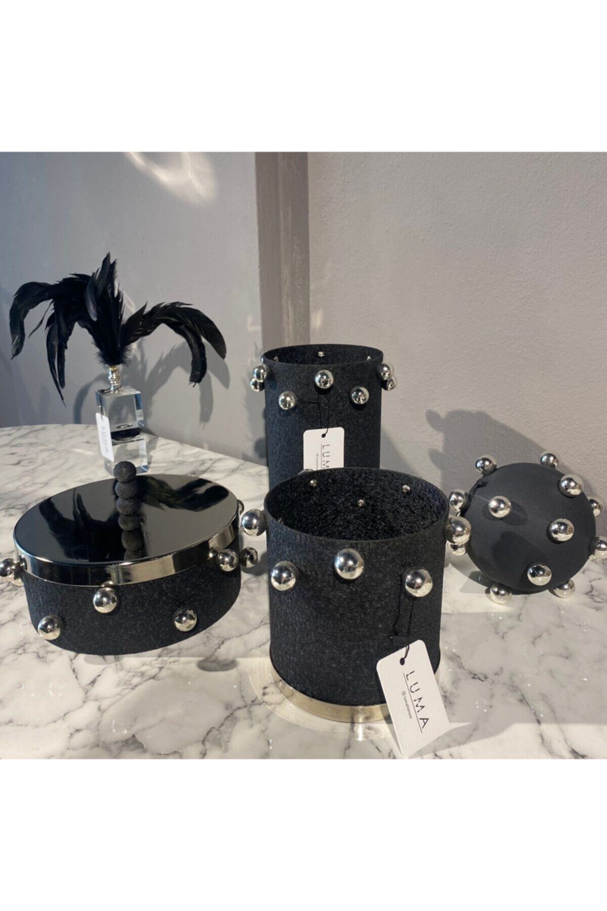 Luma Home Gümüş Toplu Çatlak Metal Set