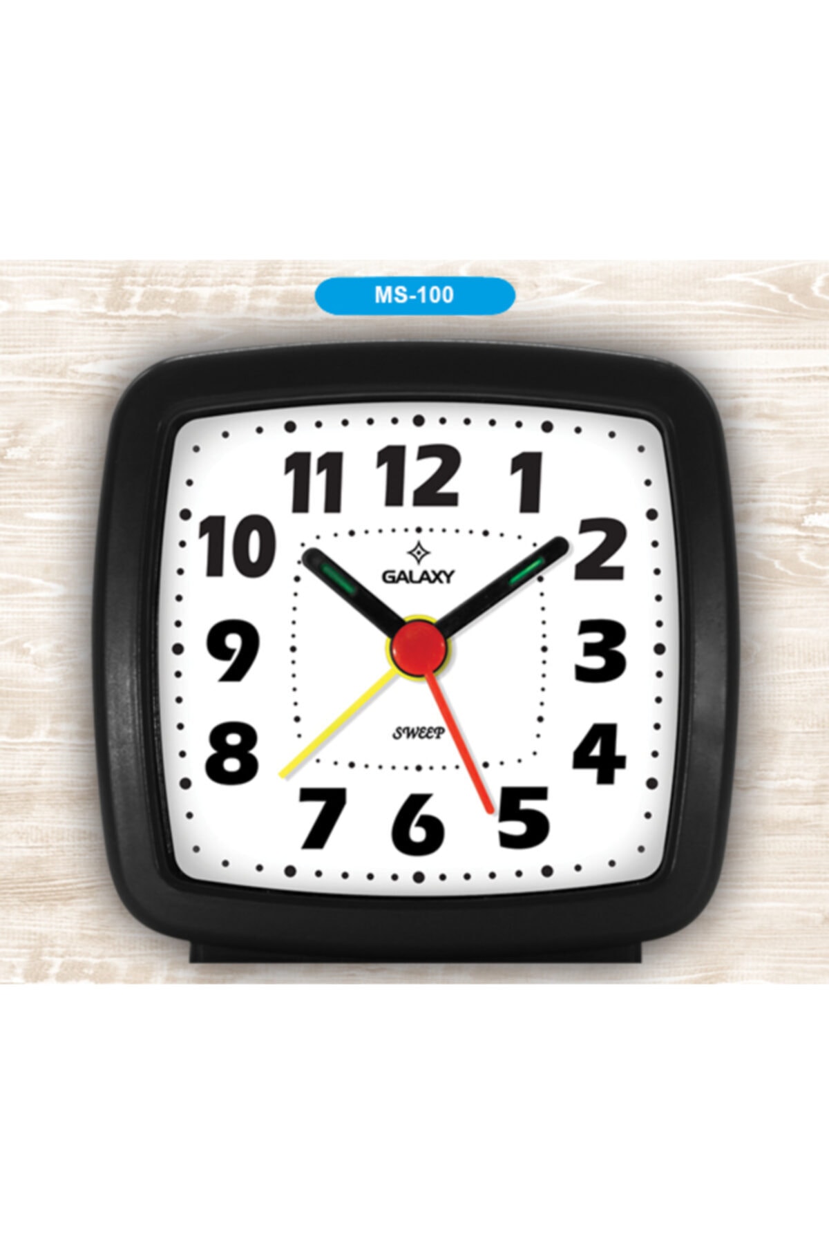 Galaxy Küçük Boy Akar Saniyeli Masa Saati + Pil Siyah