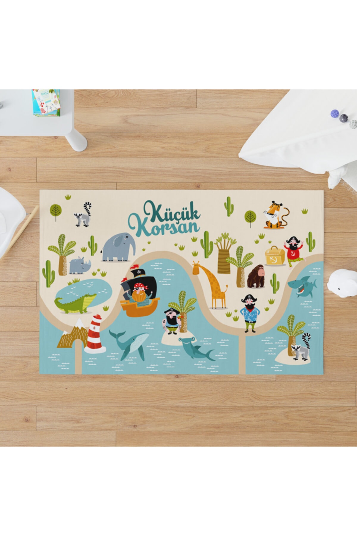Hediyesepeti Korsan Tasarımlı Çocuk Oyun Matı - Çocuk Oyun Halısı