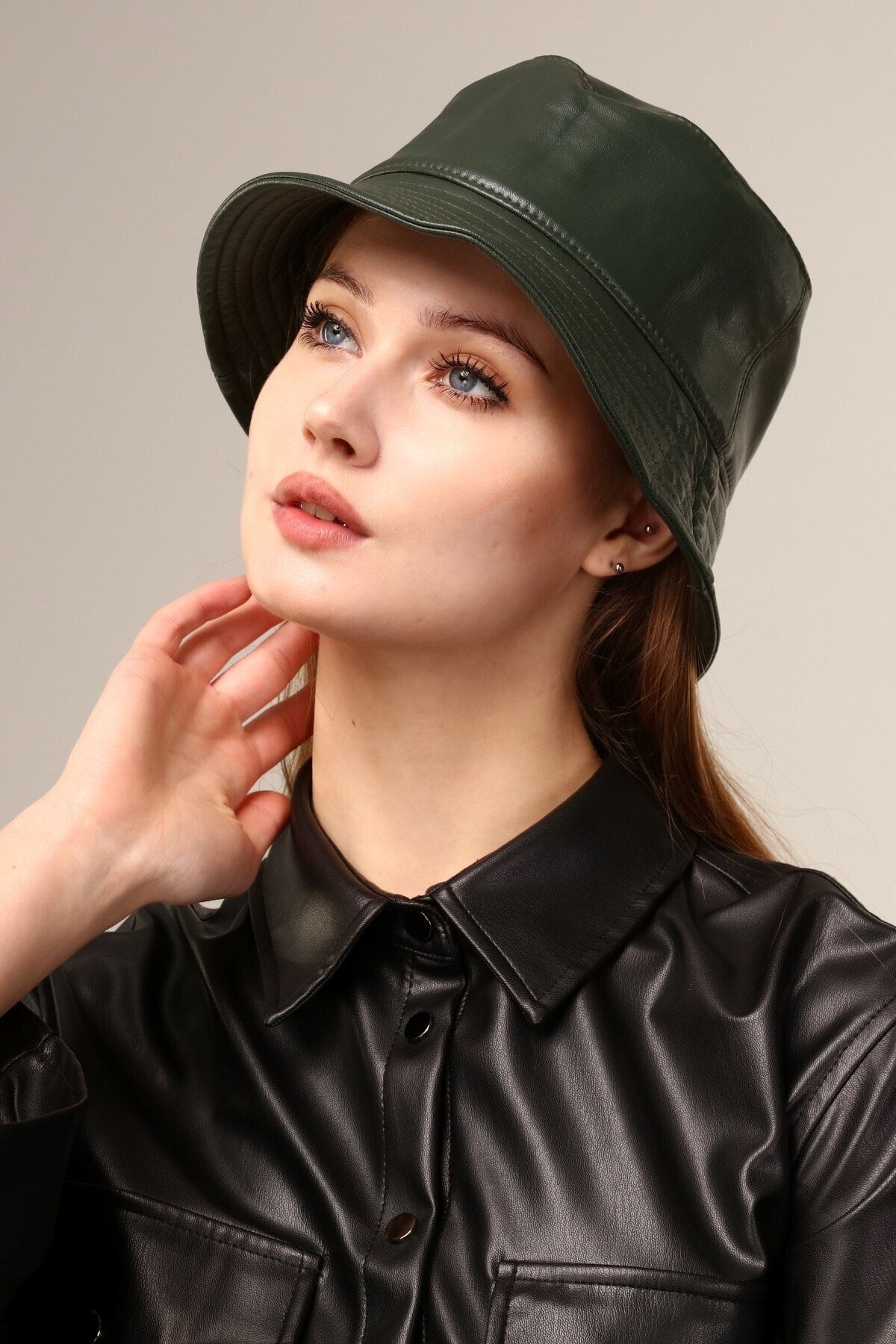 Retrobox Unisex Deri Balıkçı Şapka