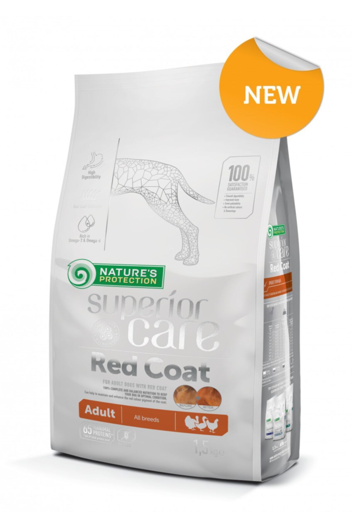 Nature's Protection Superior Care Yetişkin, Tüm Irk Köpekler Için Kırmızı Ciltli Komple Pet Maması 1,5 Kg