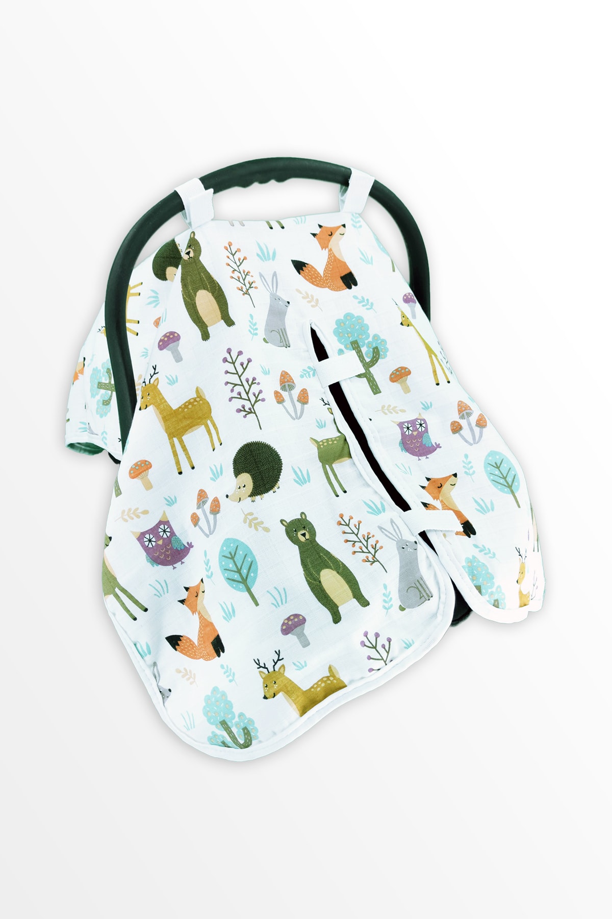 Ponçikya Içi Pikeli Organik Müslin Puset Örtüsü - Sevimli Orman