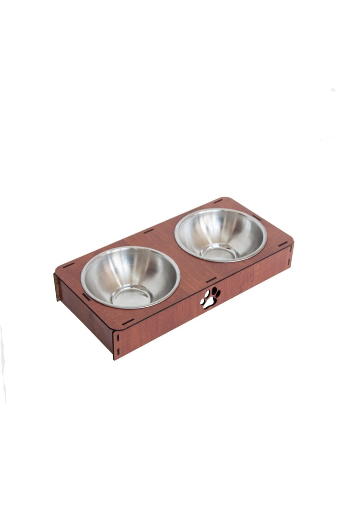 BaltaciStore Kedi Köpek Mama Ve Su Kabı Ahşap