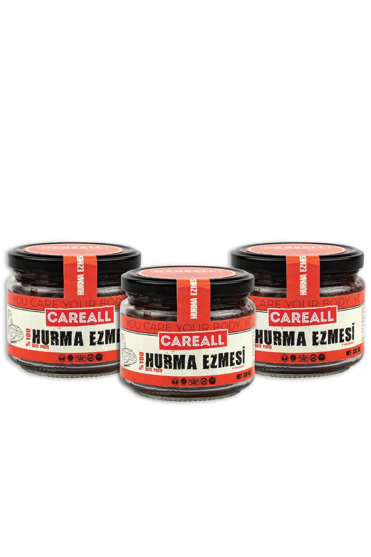 CAREALL %100 Doğal Hurma Ezmesi 3'lü Paket 3x330 gr (HURMA DOLGUSU, HURMA PÜRESİ)