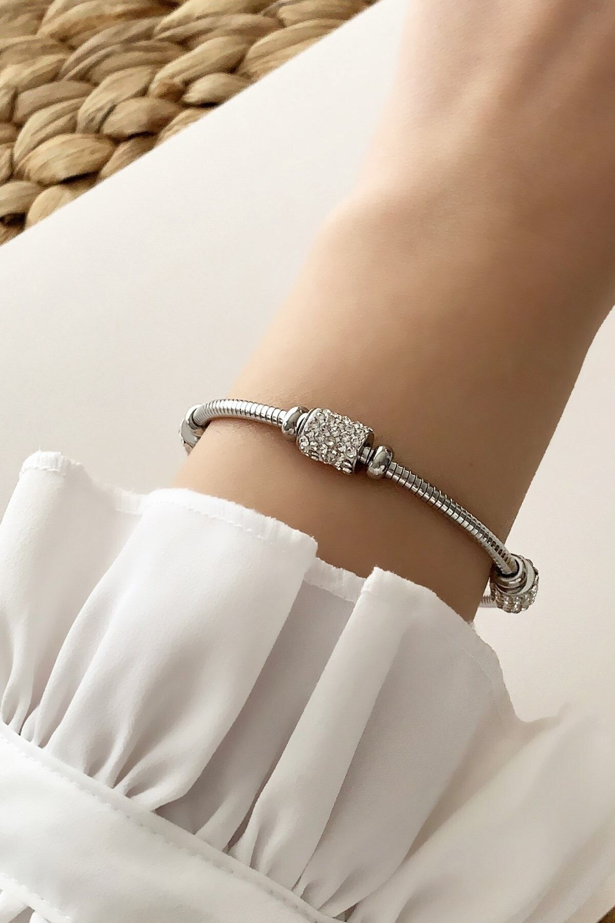 Çlk Accessories Çelik Zirkon Taşlı Mıknatıs Çelik Bileklik Trbilek7747 B36503