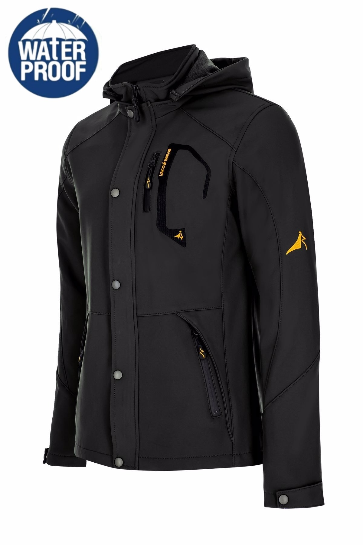 Oliggopol Erkek Siyah Su Geçirmez Softshell Spor Mont