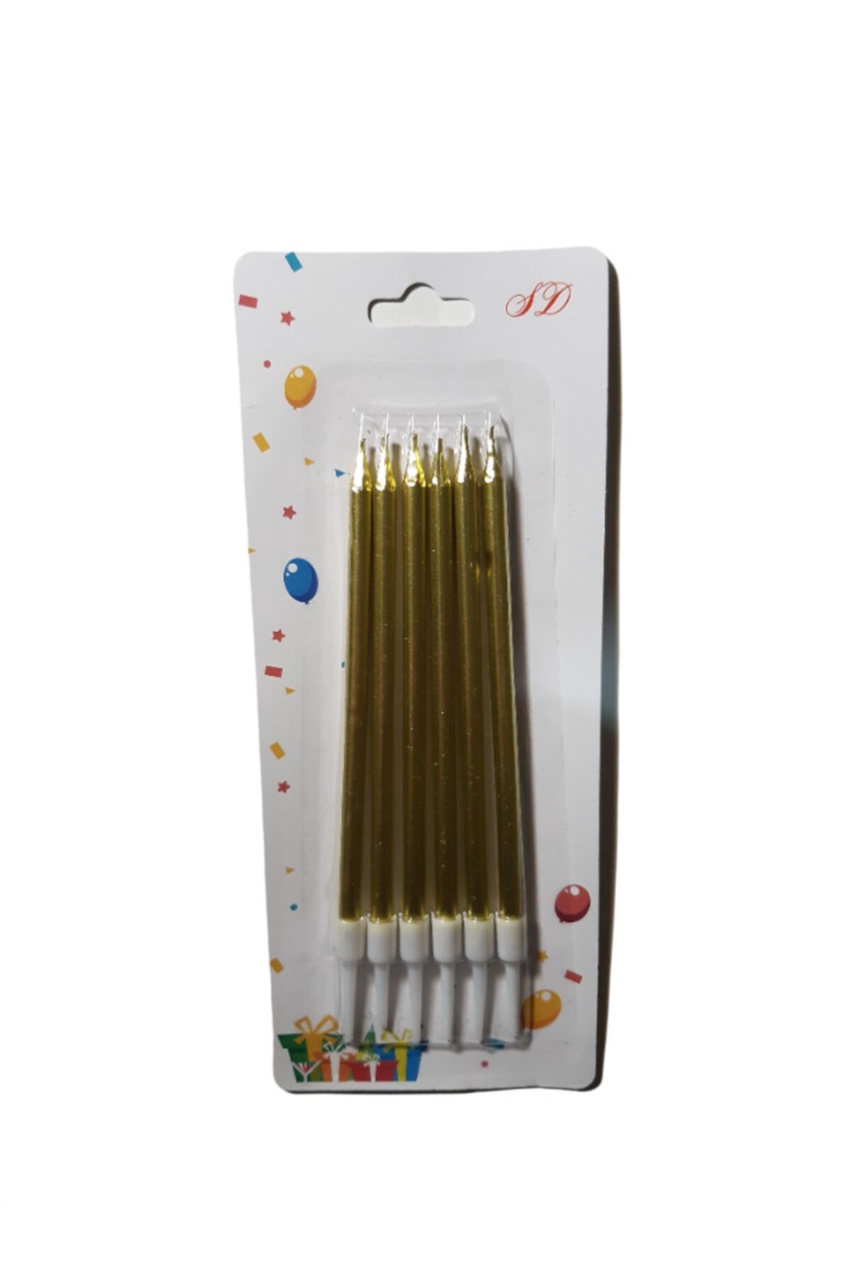 YD Party Supplies Altın Metalik Renk Pasta Mumu 14 Cm 6 Adet