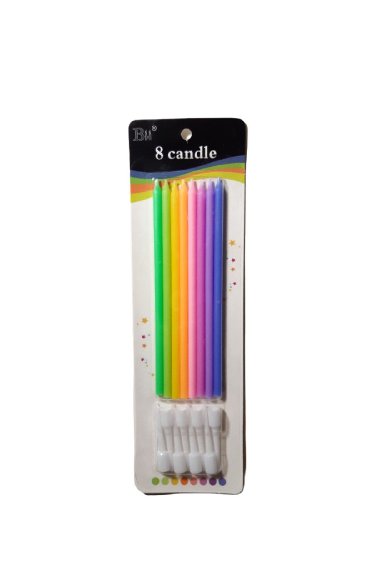 YD Party Supplies Karışık Pastel Renkli Pasta Mumu 8 Adet 11 Cm