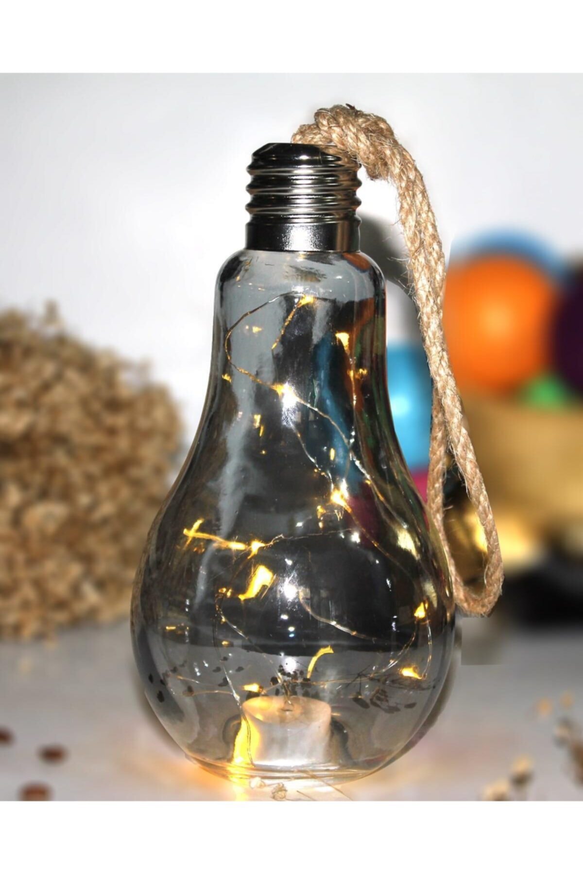 tamithalat Ampül Içinde Led Lamba Pilli 22 Cm Siyah Dekoratif Hediyelik