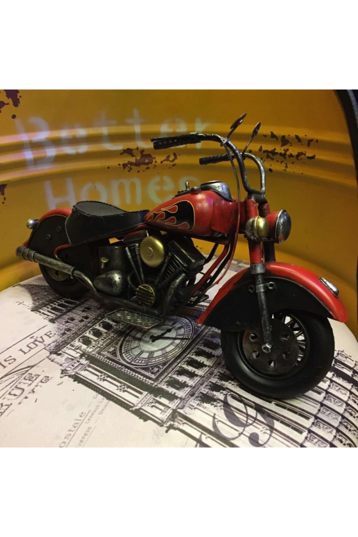 Misiny -nostaljik Kırmızı Metal Motosiklet Maketi