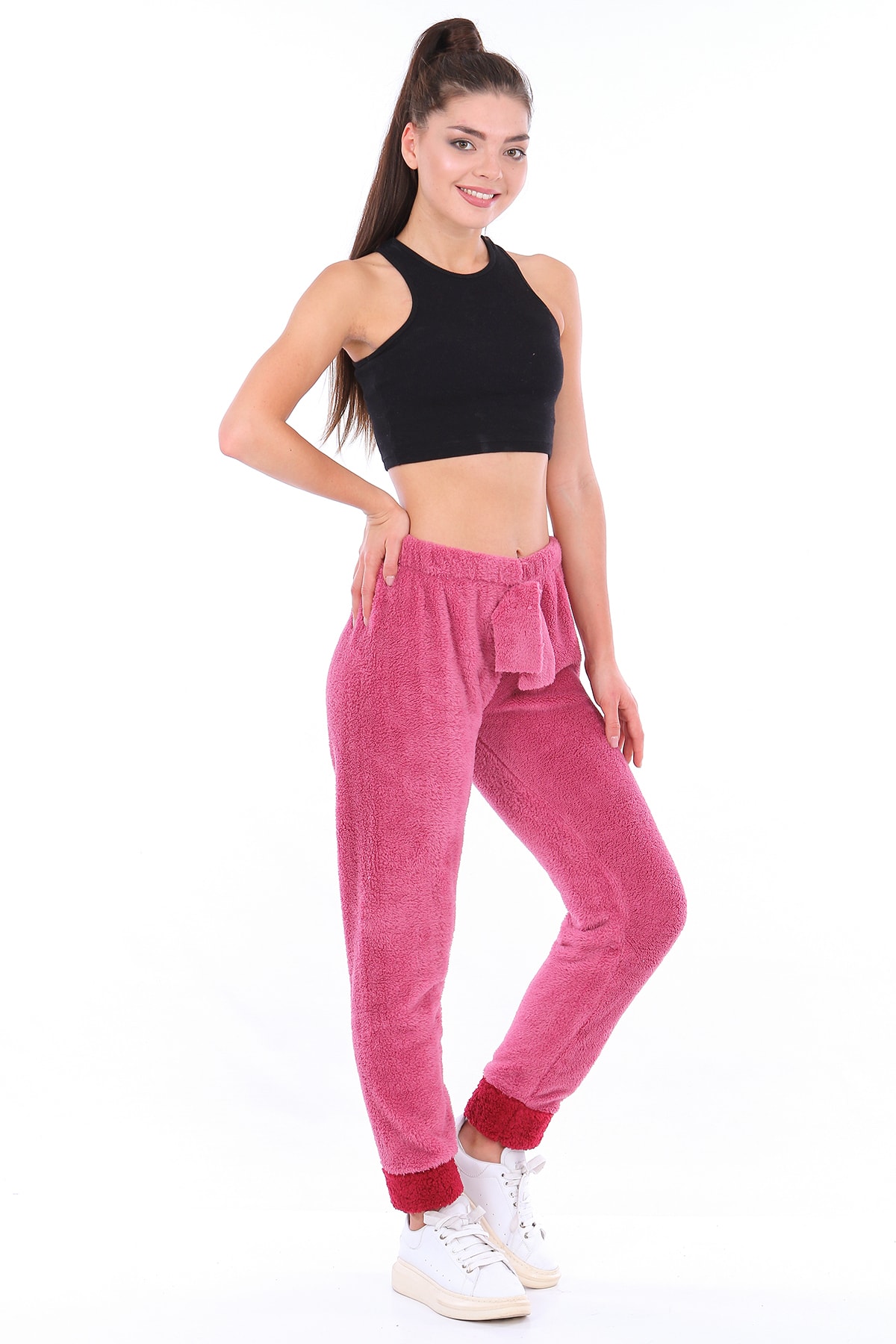 LC LACASE Kadın Pembe Peluş Pijama Altı