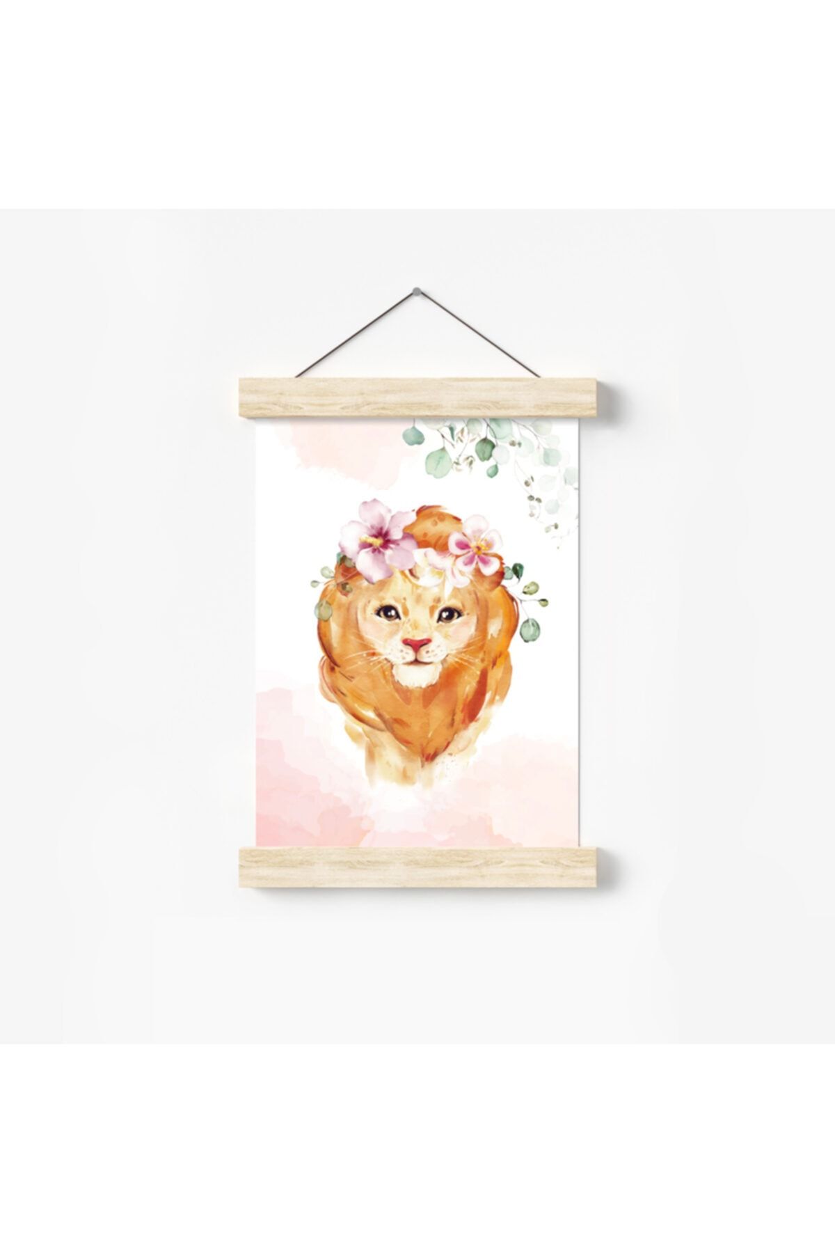 Mia Atölye 'aslan' Ahşap Askılı Kız Bebek Çocuk Odası Posteri