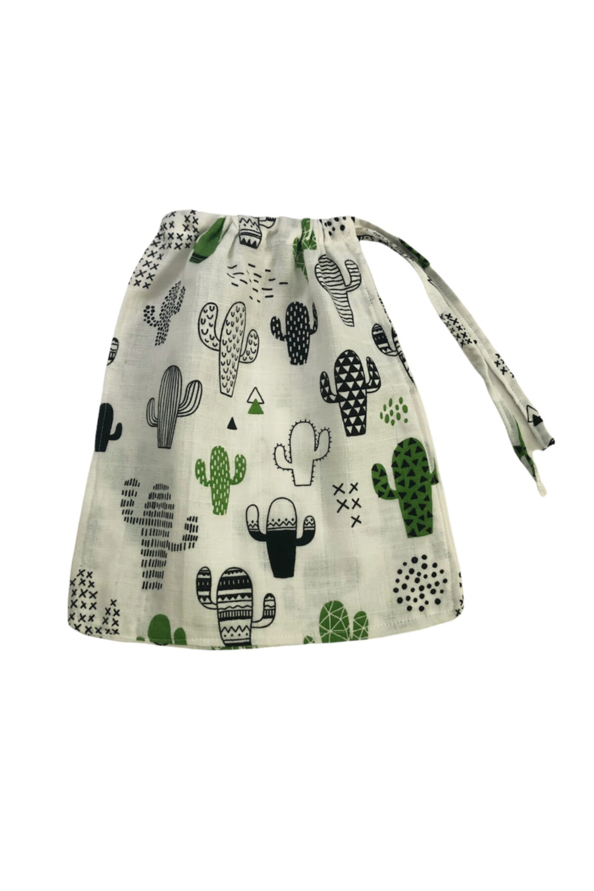 Muslinbabies Müslin Kese Çok Amaçlı Pamuklu Büzgülü Torba Kaktüs
