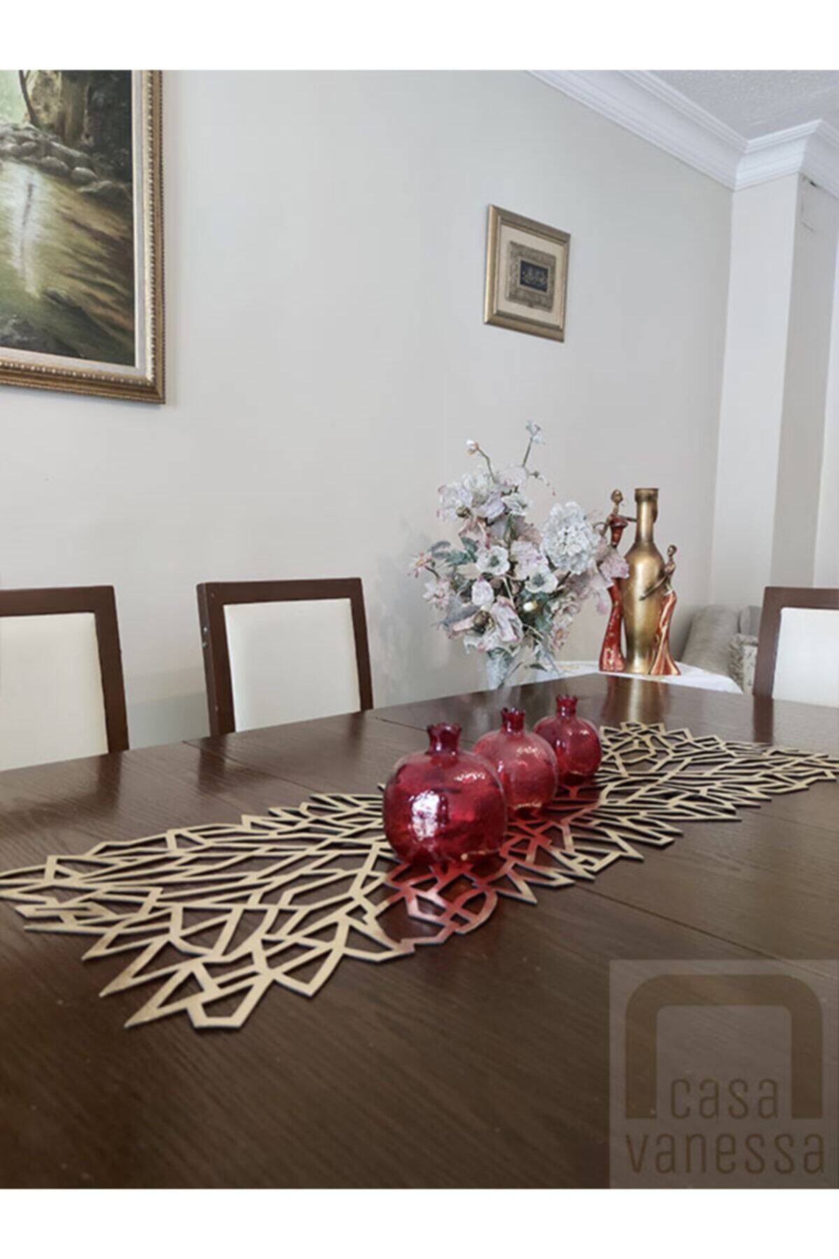 Casa Vanessa Yaprak Deri Runner (33X100) (GOLD)