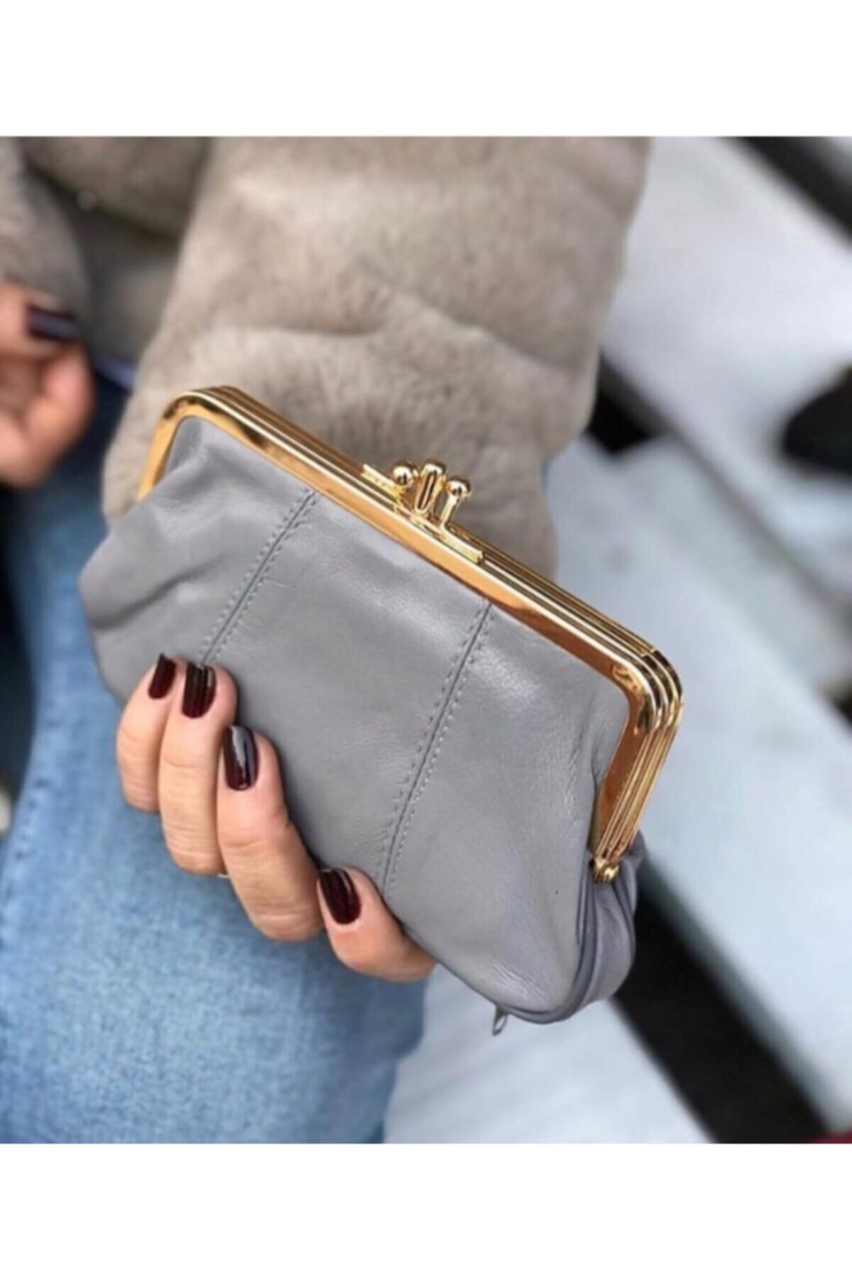 Erzeno Hakiki Deri Klipsli Kadın Cüzdan