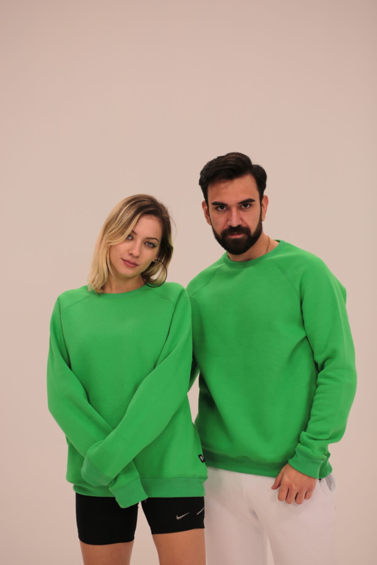 FIRENZE Basic Yeşil Unisex Oversize Bisiklet Yaka Sweatshirt