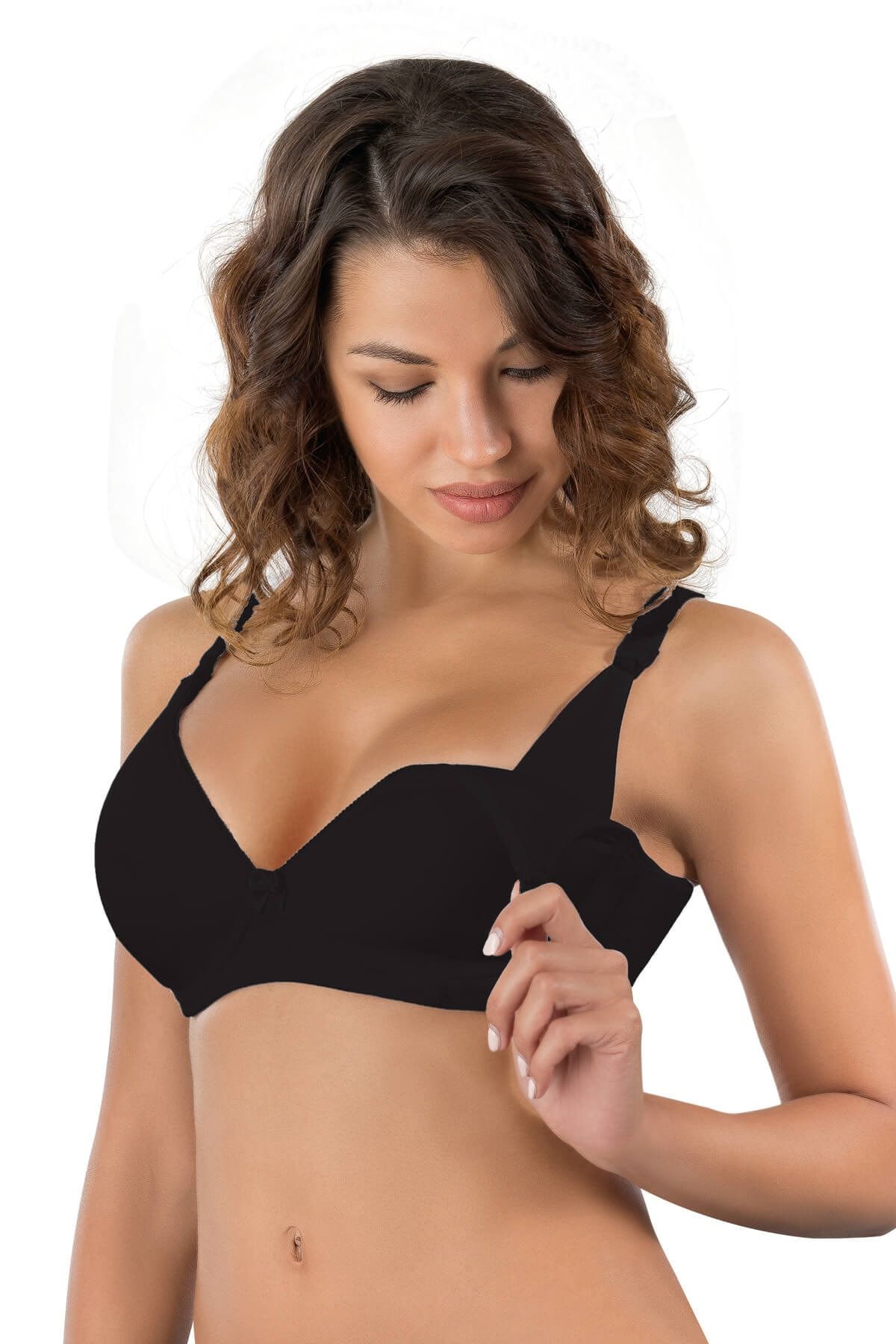Emay Siyah 166 C Balenli Push-up Emzirme Sütyen