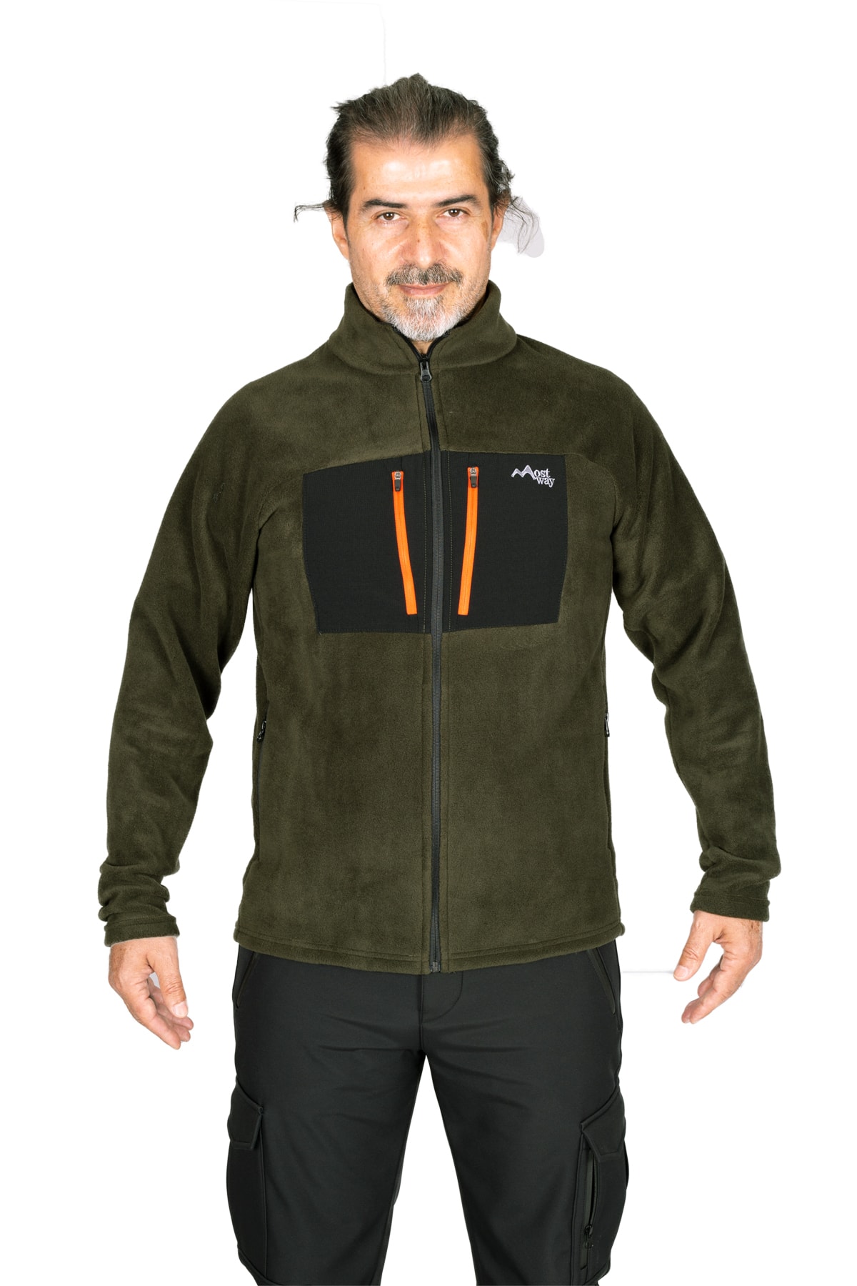 MOSTWAY Karmen Tam Fermuarlı Haki Polar