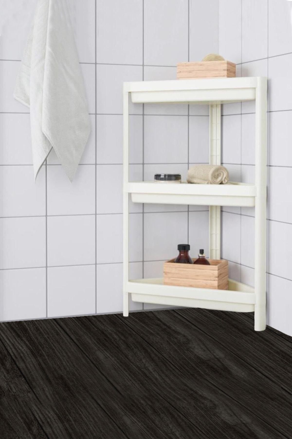 Mim Life 3 Katlı Köşeli Banyo Rafı Çok Amaçlı Beyaz Raf Ünitesi