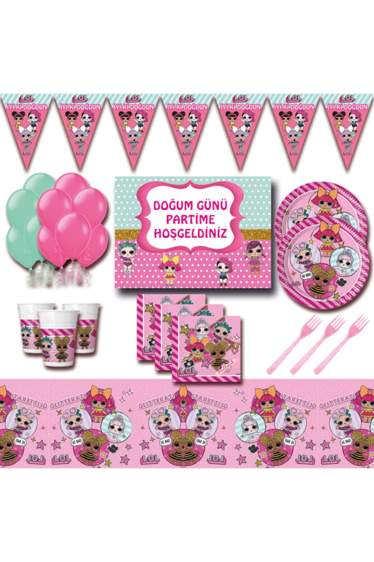 partykids Bebek Afişli 8 Kişilik Pembe Doğum Günü Parti Malzemeleri Seti