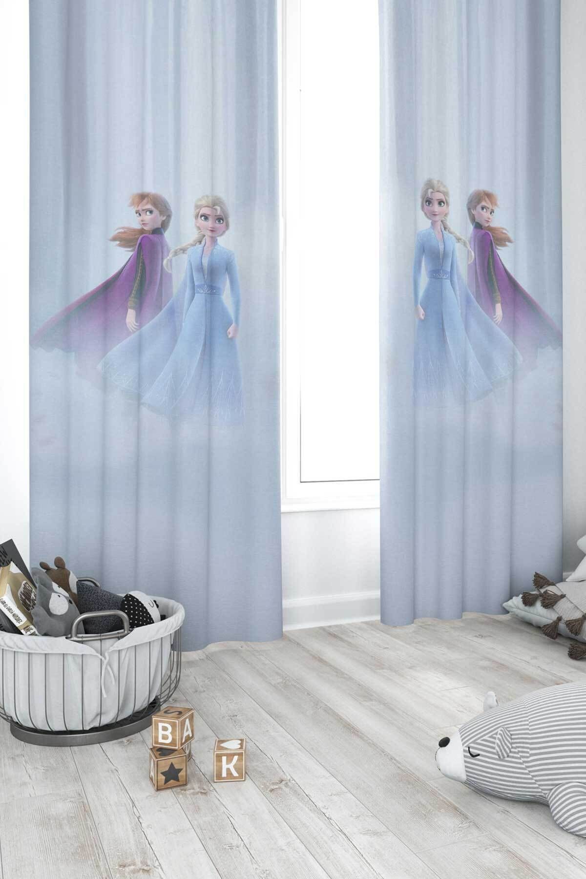 Grandgri Elsa 3 Tema Baskılı Yıkanabilir Su Bazlı Tekstil Boyalı Çocuk Odası Fon Perdesi