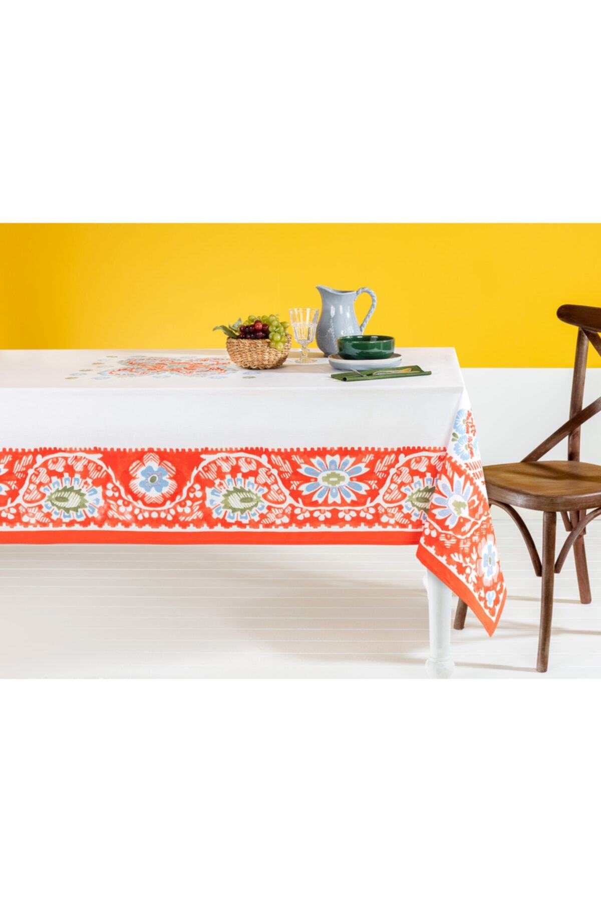 Madame Coco Adele Polycotton Masa Örtüsü - Turuncu - 160x250 Cm