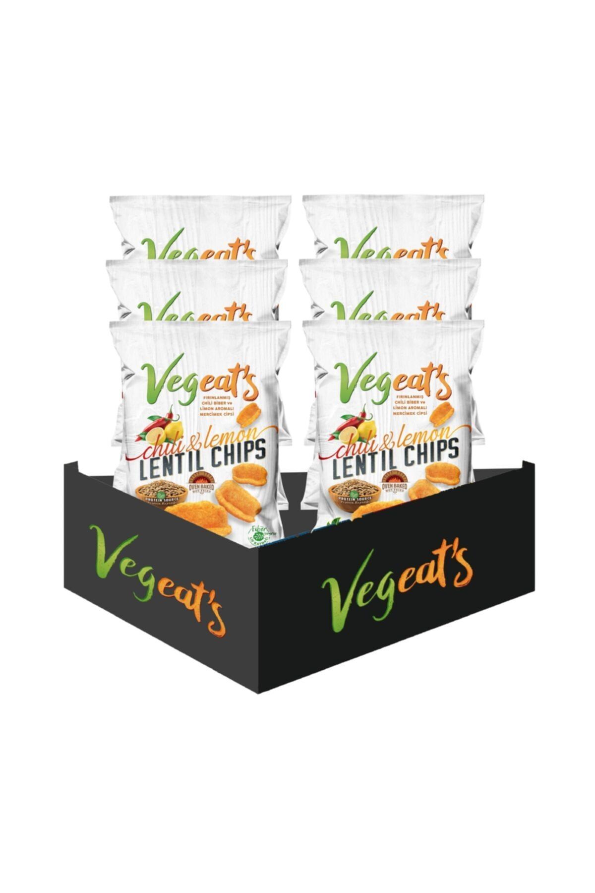 Vegeat's Fırınlanmış Chili Biber Ve Limon Aromalı Mercimek Cipsi 6 Adet Vegan Cips