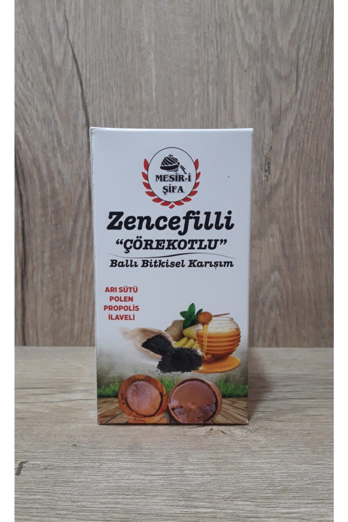 meşir i şifa Mesiri Şifa Zencefilli Çörekotlu Bitkisel Karışım Macunu Arı Sütü Polen Propolis Ilaveli