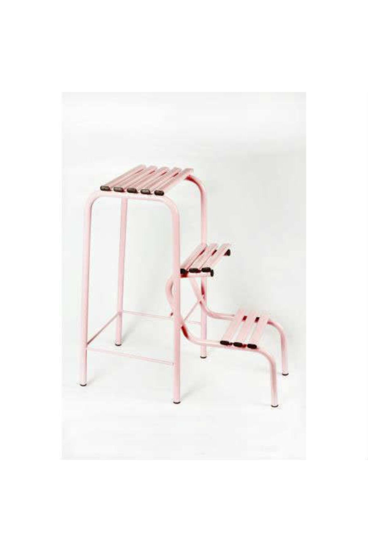 Evistro Metal Açılır Katlanır Tabure Merdiven Sandalye Pembe