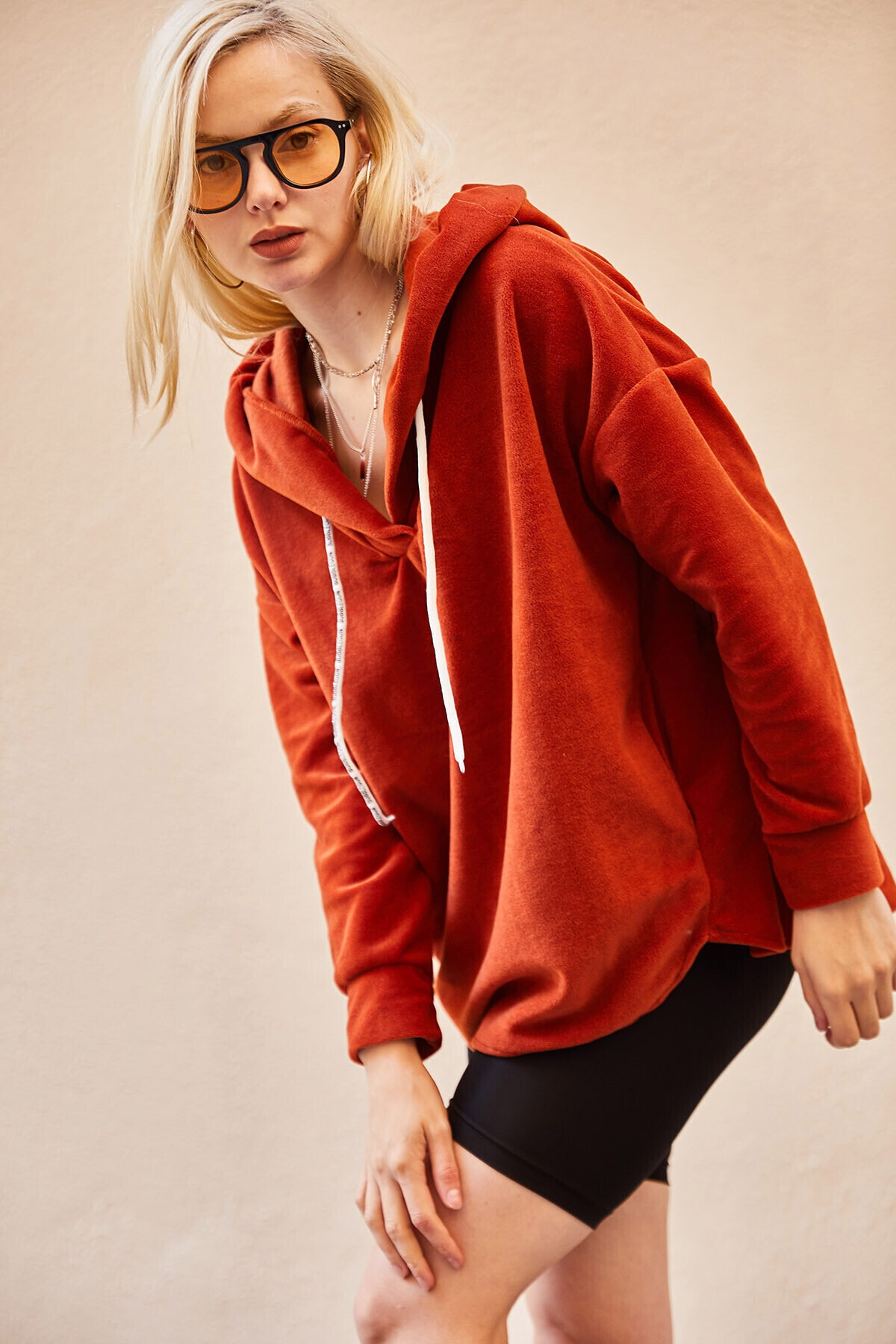 Morpile Caliente Salaş Polar Cepli Sweat