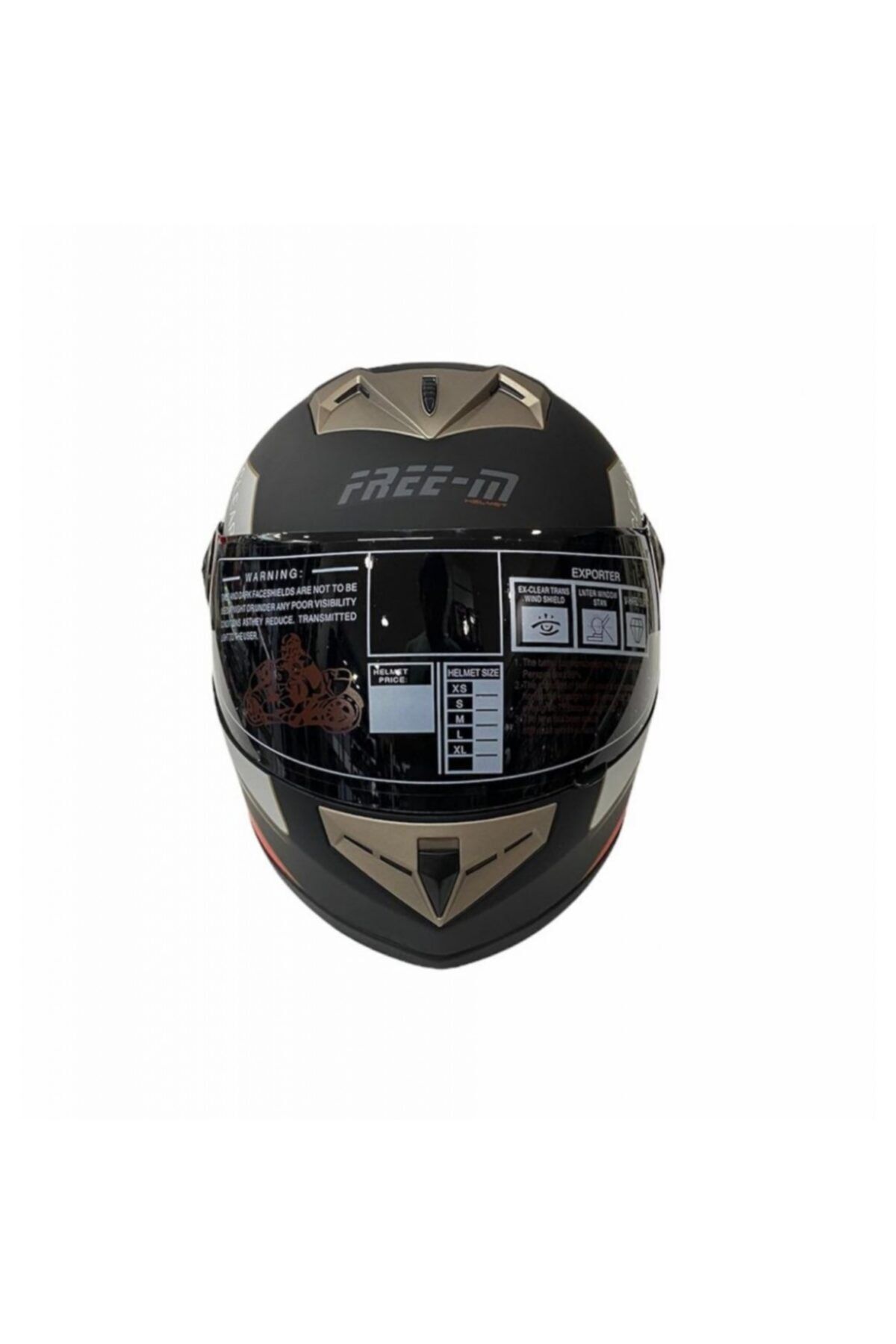 FreeM Kask 012 Full Face Kapalı Mat Siyah - Kırmızı Desenli