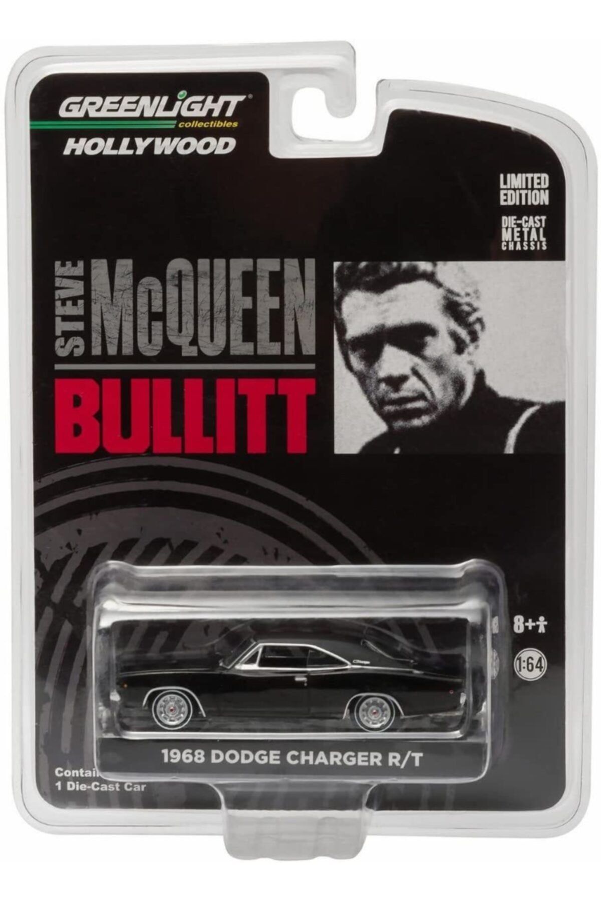 Greenlight Dodge Charger Steve Mcqueen Movie Bullitt (1968) Black 1:64 Ölçek Marka