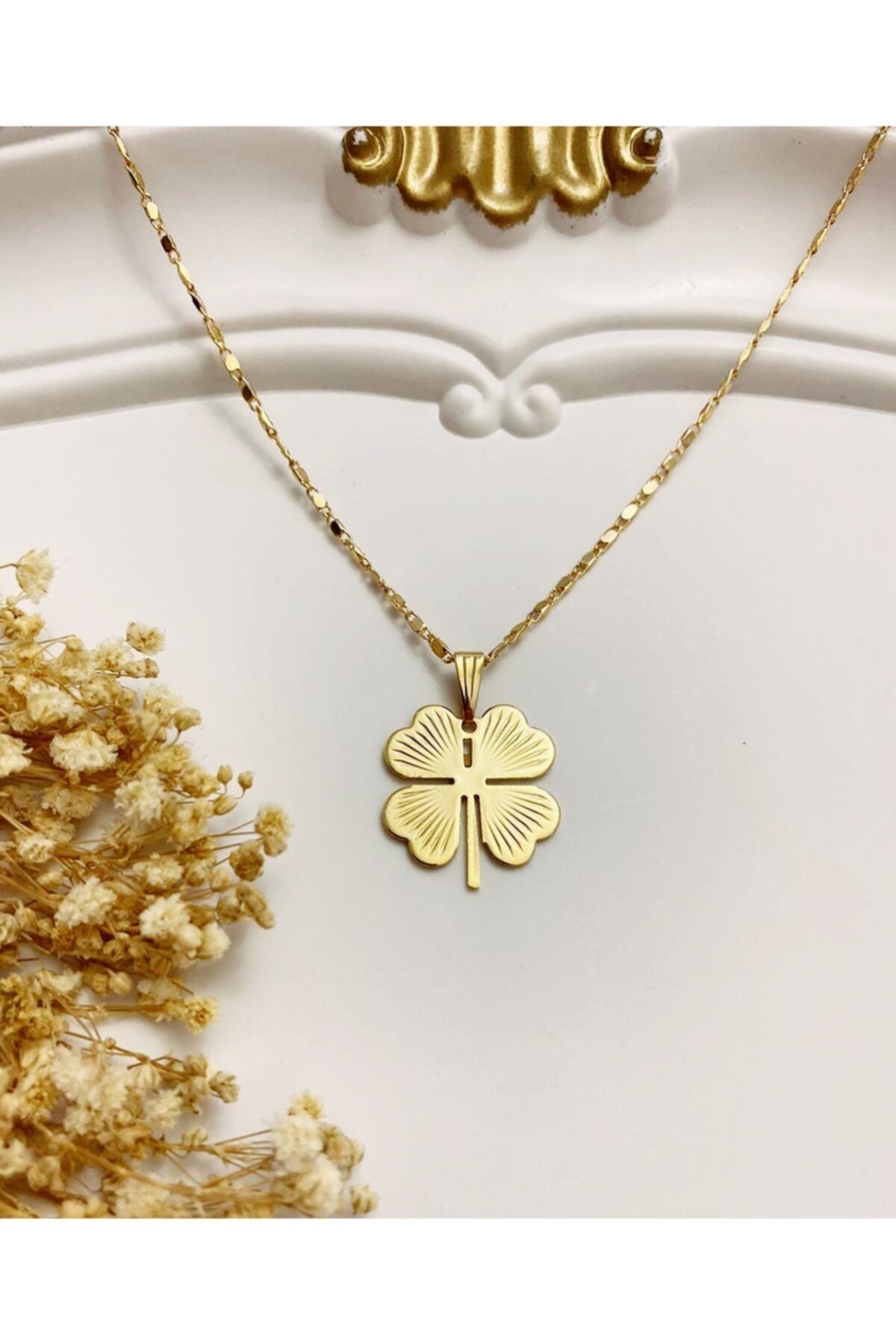 Fashion Jewellery 14k Altın Kaplama Yonca Kolye