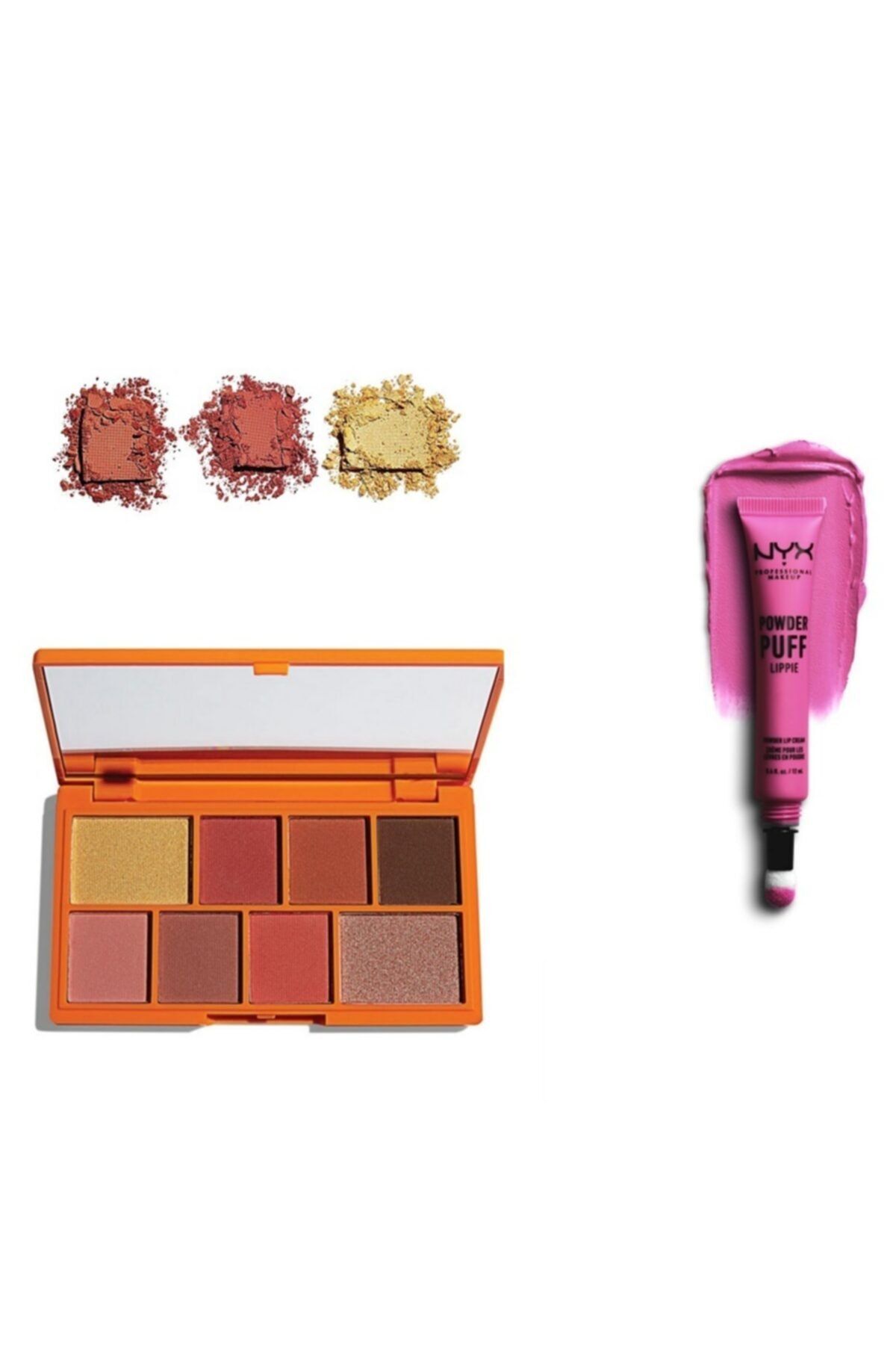 I HEART REVOLUTION -mini Çikolata Göz Farı Paleti/choc Orange & Nyx Toz Puf Lippie Dudak Kremi-12 Ml
