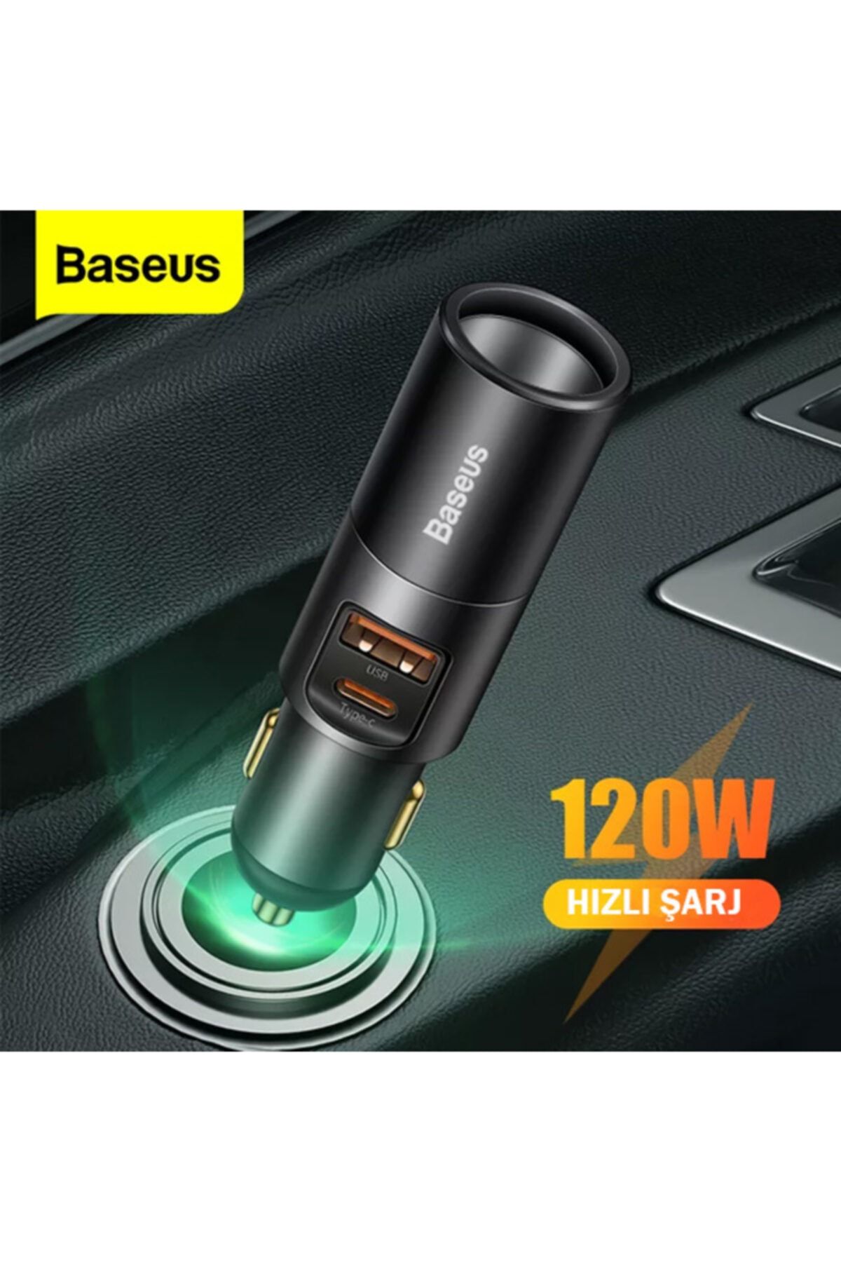 Baseus 120w Hızlı Şarj Araç Şarj Cihazı Ve Araç Çakmaklık Type C Usb Çıkışlı
