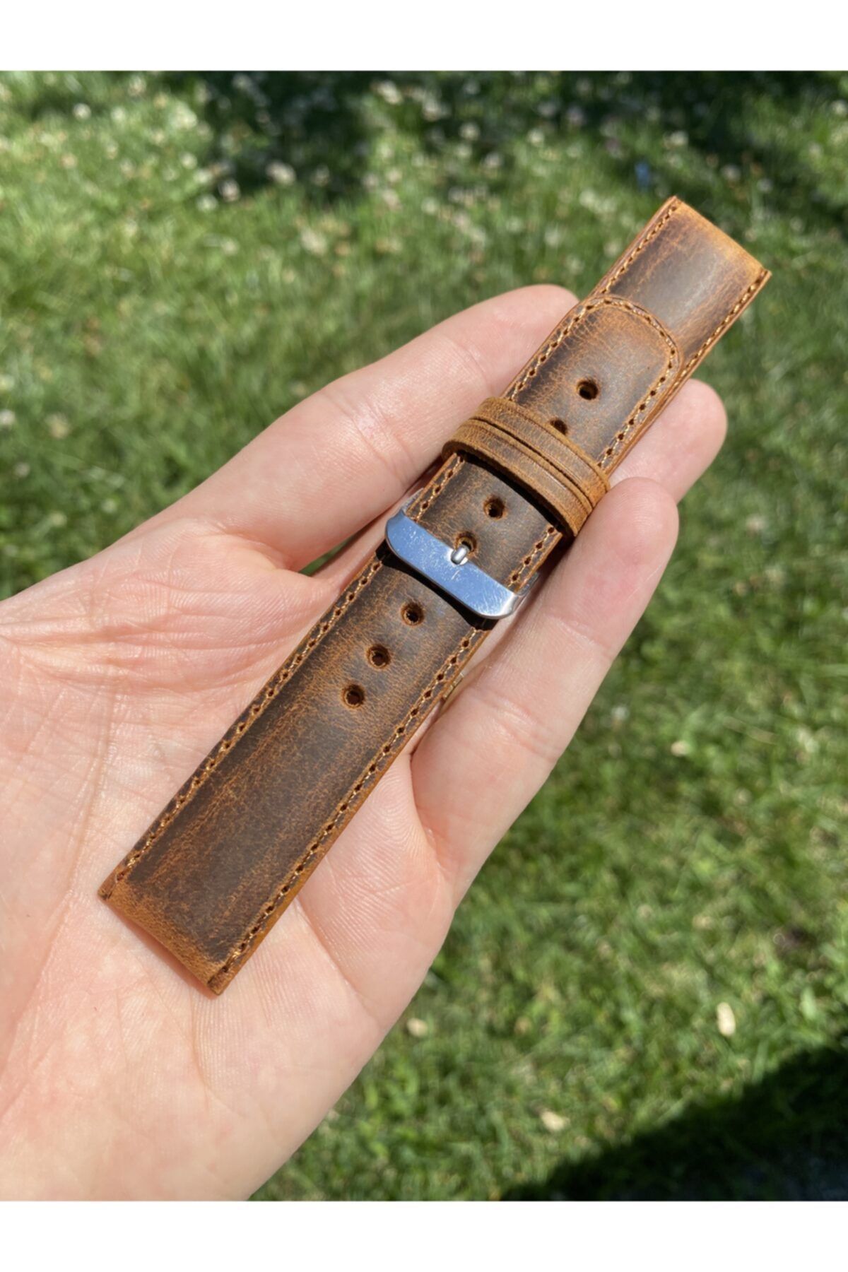 Yaydan Deri Aksesuar 22mm Koyu Taba Crazy Bombeli Huawei Gt2/huawei Gt2pro/samsung Galaxy