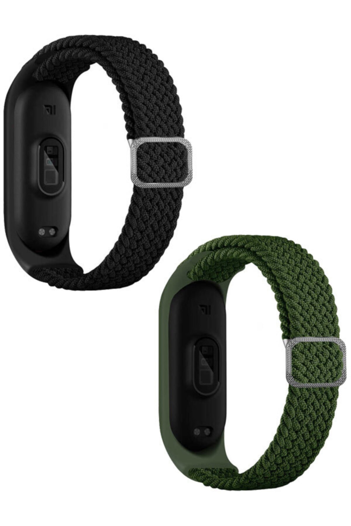 Xiaomi Mi Band 3 4 5 6 Akıllı Bileklik Örgü Kordon Siyah Ve Yeşil + Popsocket