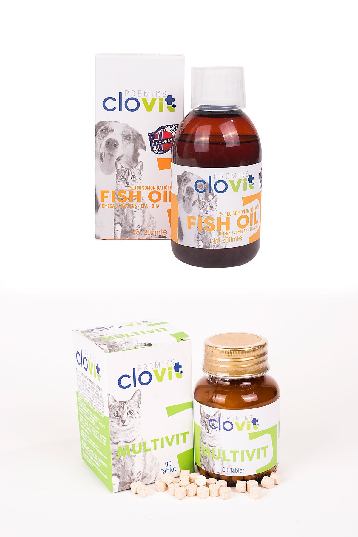 Clovit Cat Somon Balık Yağı  Cat Multivit Avantajlı 2'li Set 8680434202892