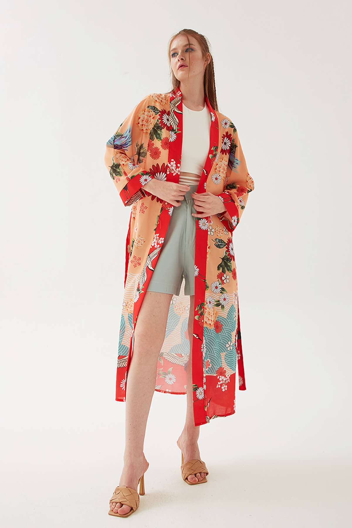 Modaset Kuşaklı Kimono Turuncu