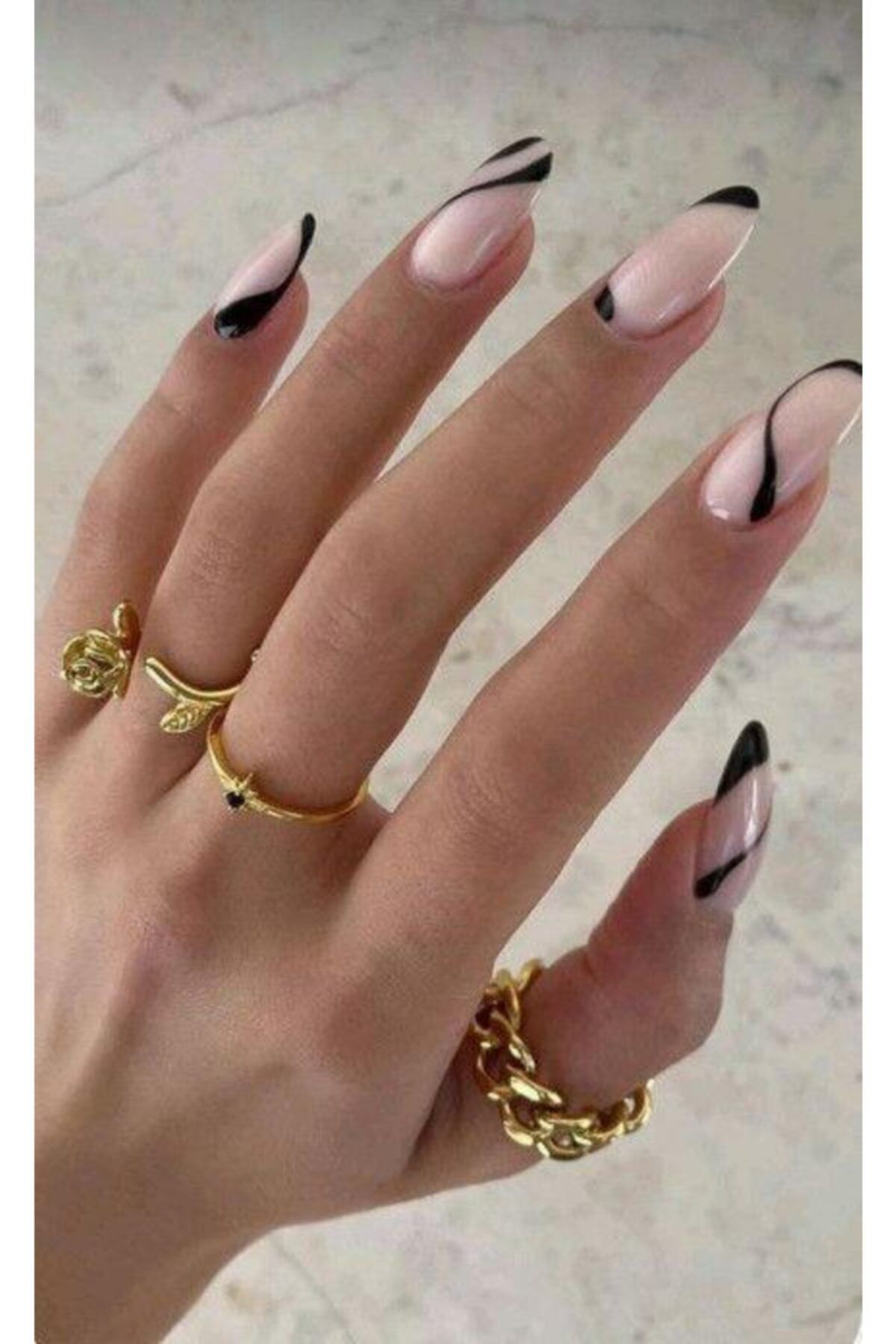 SMYRNASTUDİO Black Design Takma Tırnak