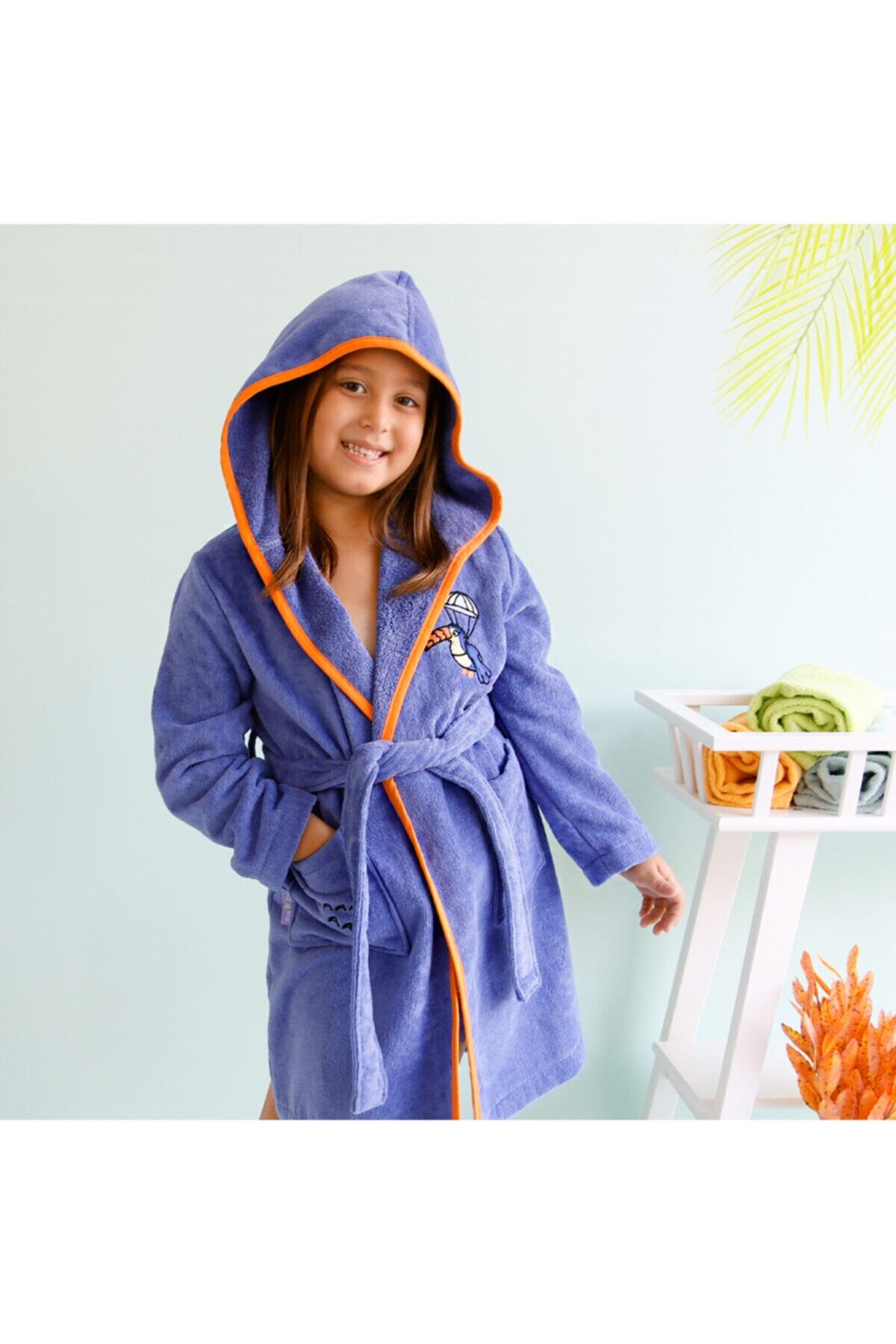 Milk & Moo Kadife Çocuk Bornoz Uçan Tukan 5-6 Yaş