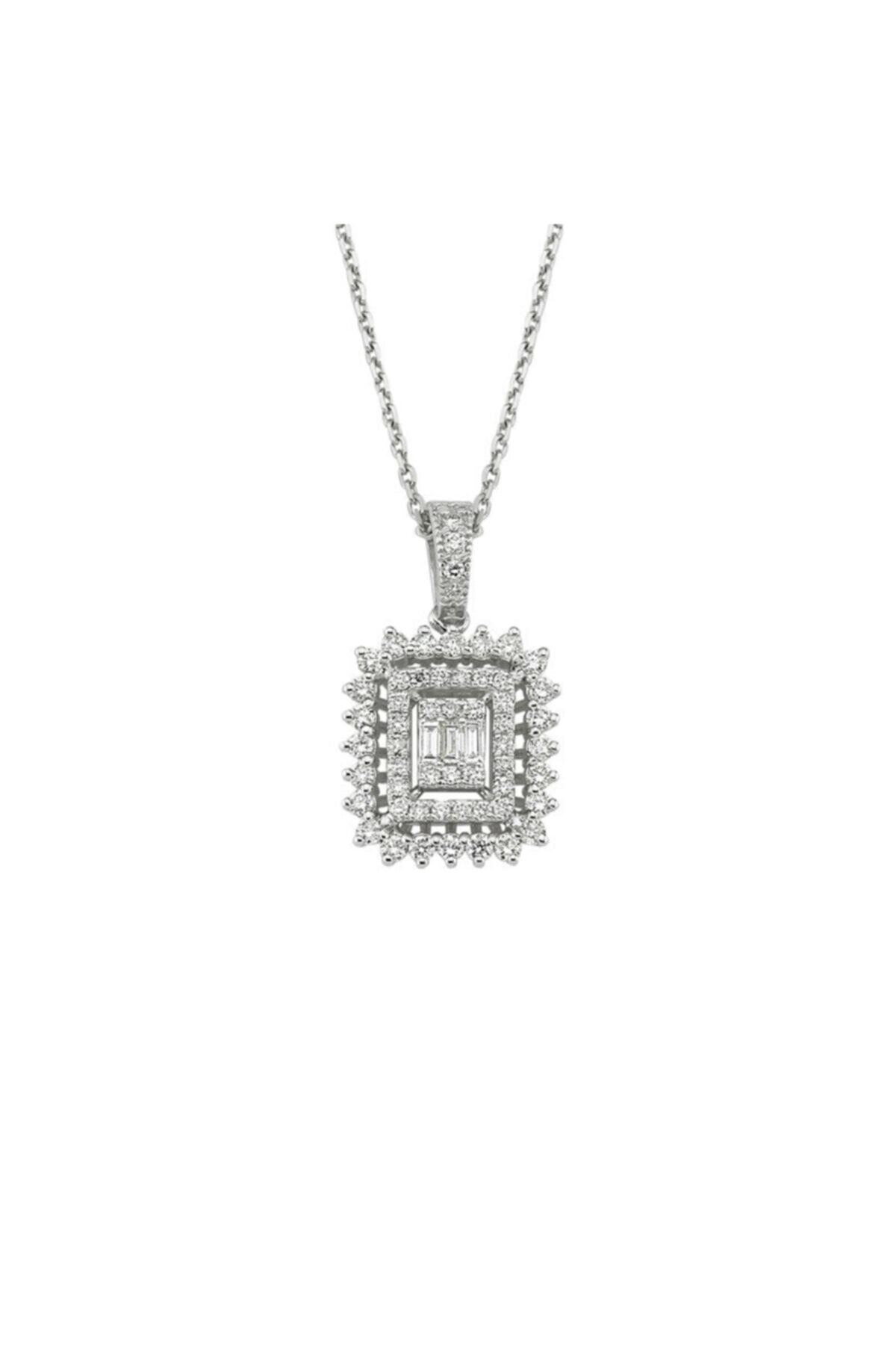 EnginGold 0.50ct Pırlanta Baget Kolye