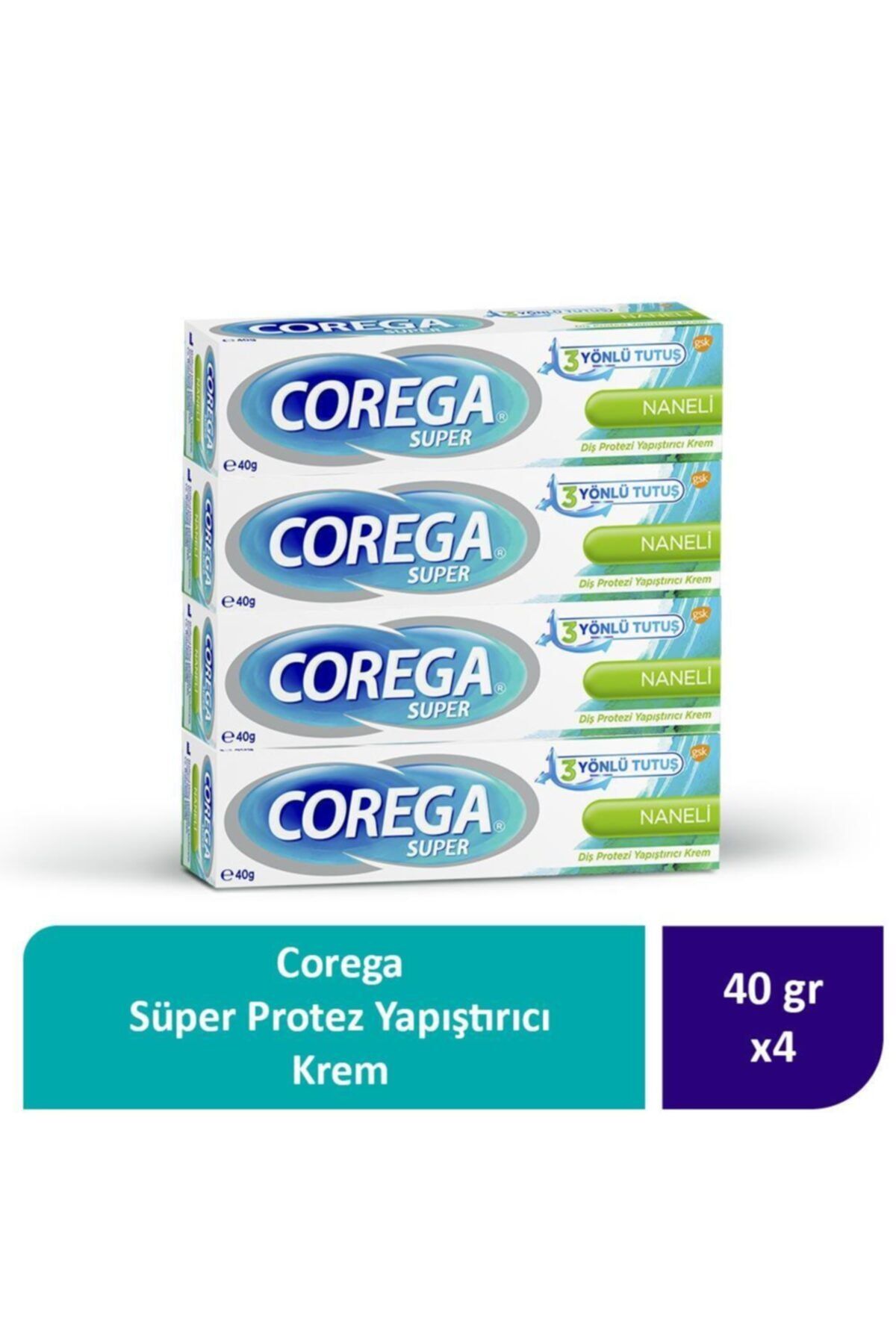 Corega Süper Protez Yapıştırıcı Krem 40 gr X4 Adet