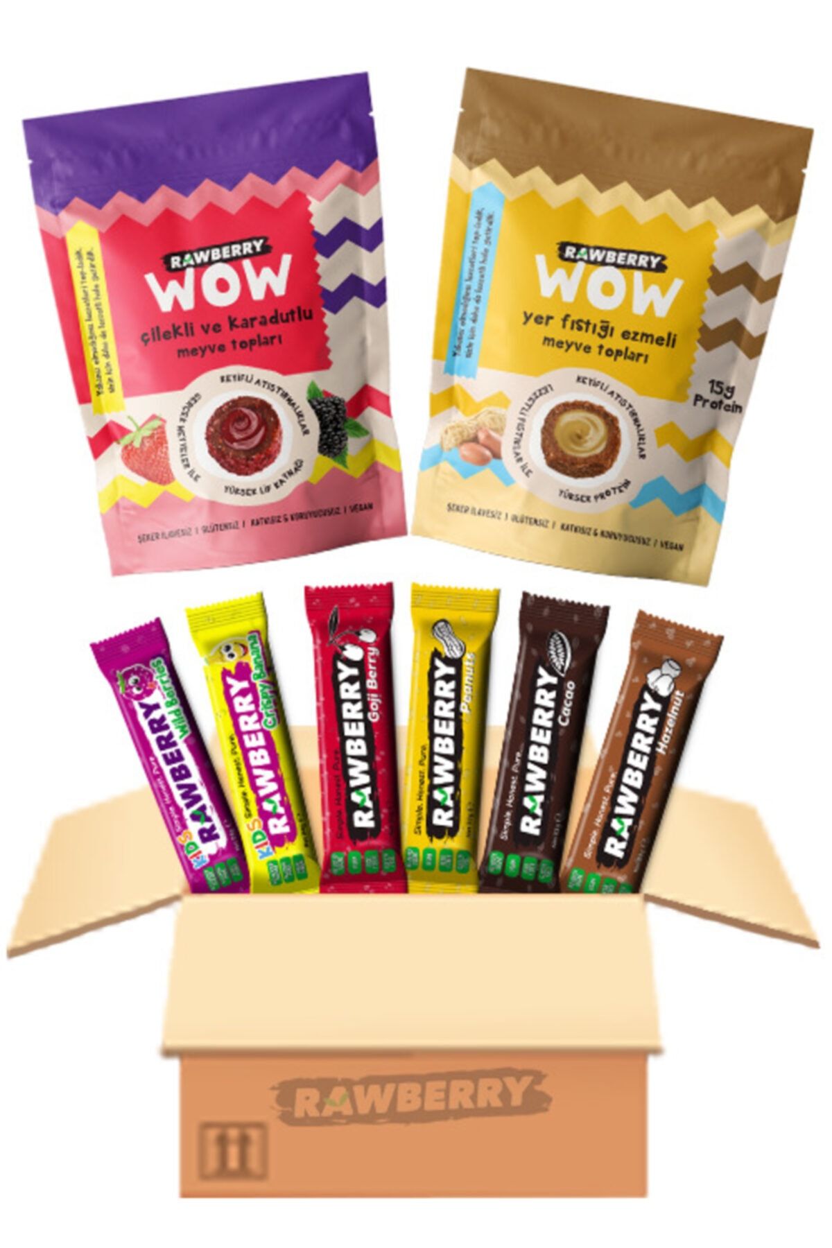 Rawberry Tanışma Paketi (8 ADET) Şeker Ilavesiz Vegan Glütensiz Sağlıklı Atıştırmalık Toplar Ve Barlar